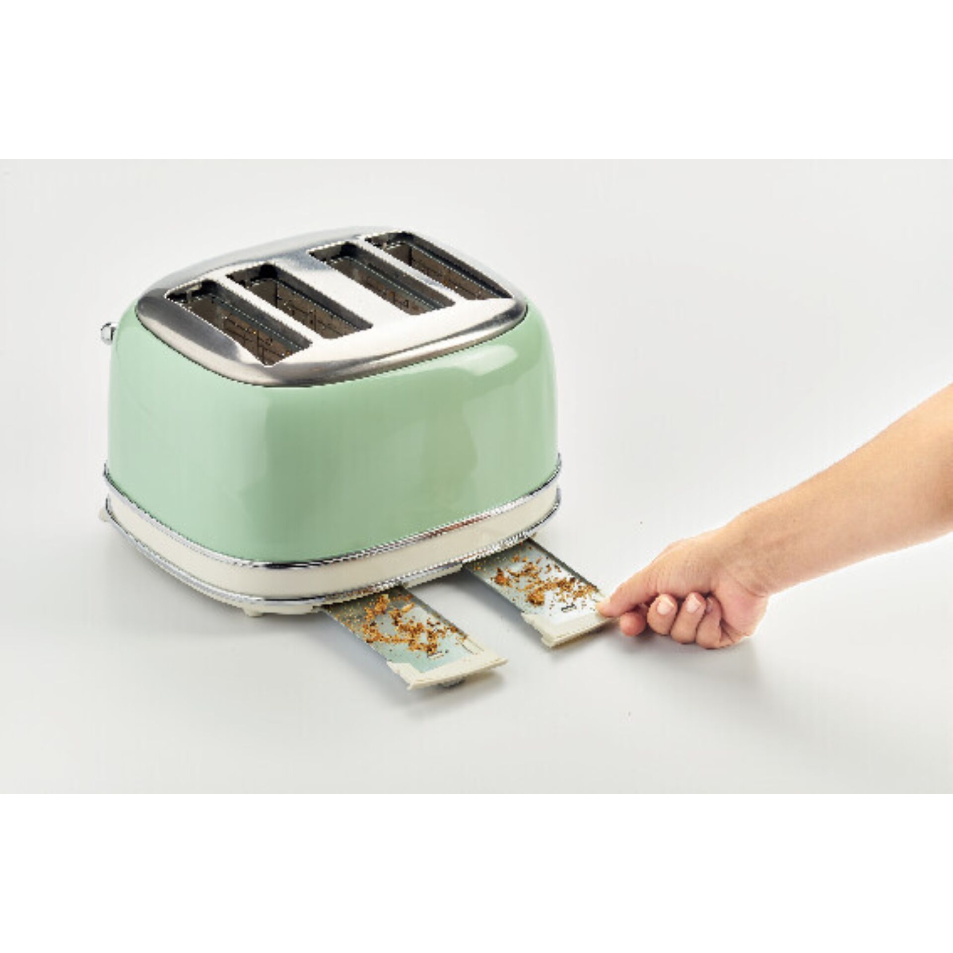 Toaster, 4-Slot, Minzgrün, Toastscheibe, Bröselfach