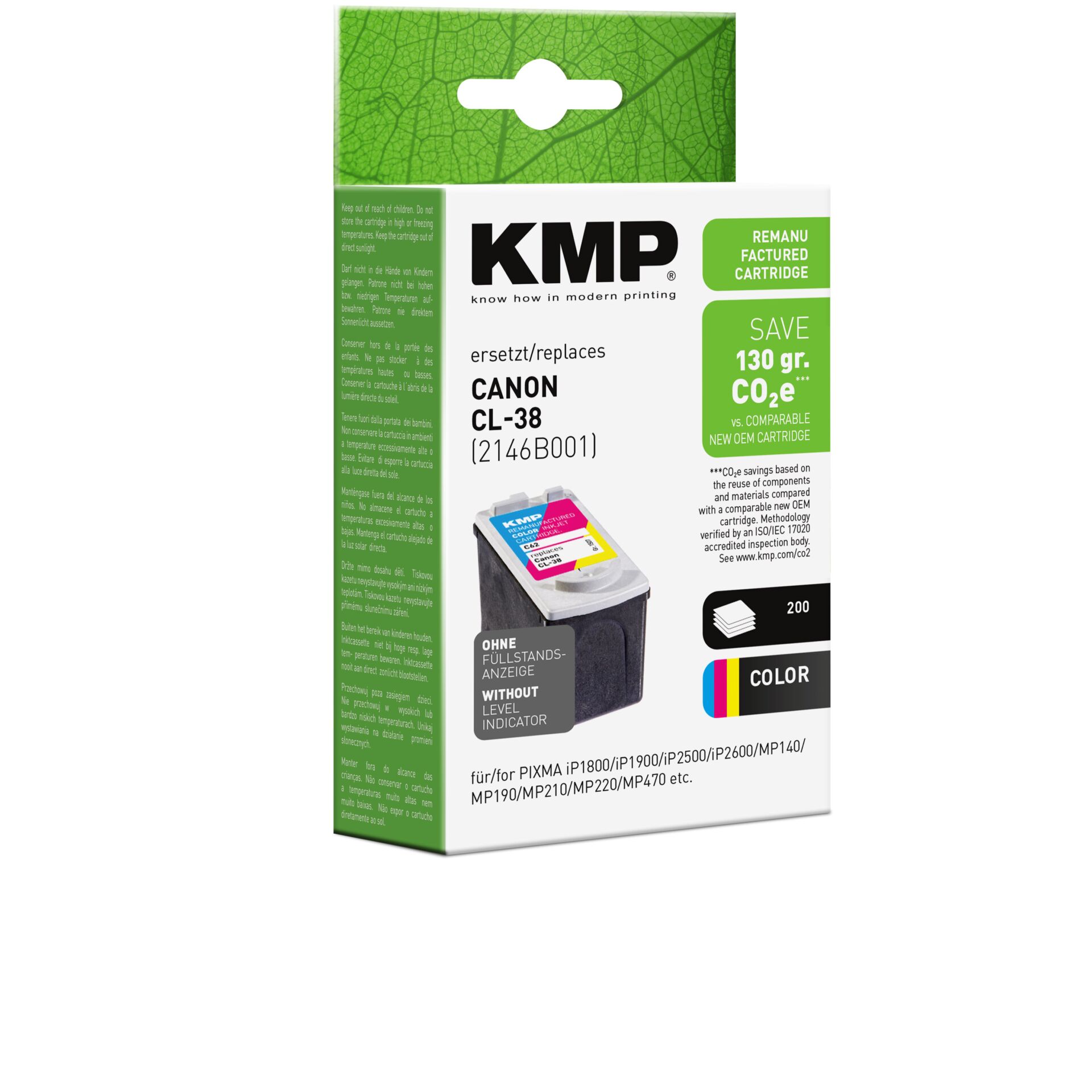 Computerausrüstung, Adapter, Werbung, Plakat, QR-Code, Tintenpatrone, KMP, Canon CL-38, Farbdruck, Nachfüllpatrone