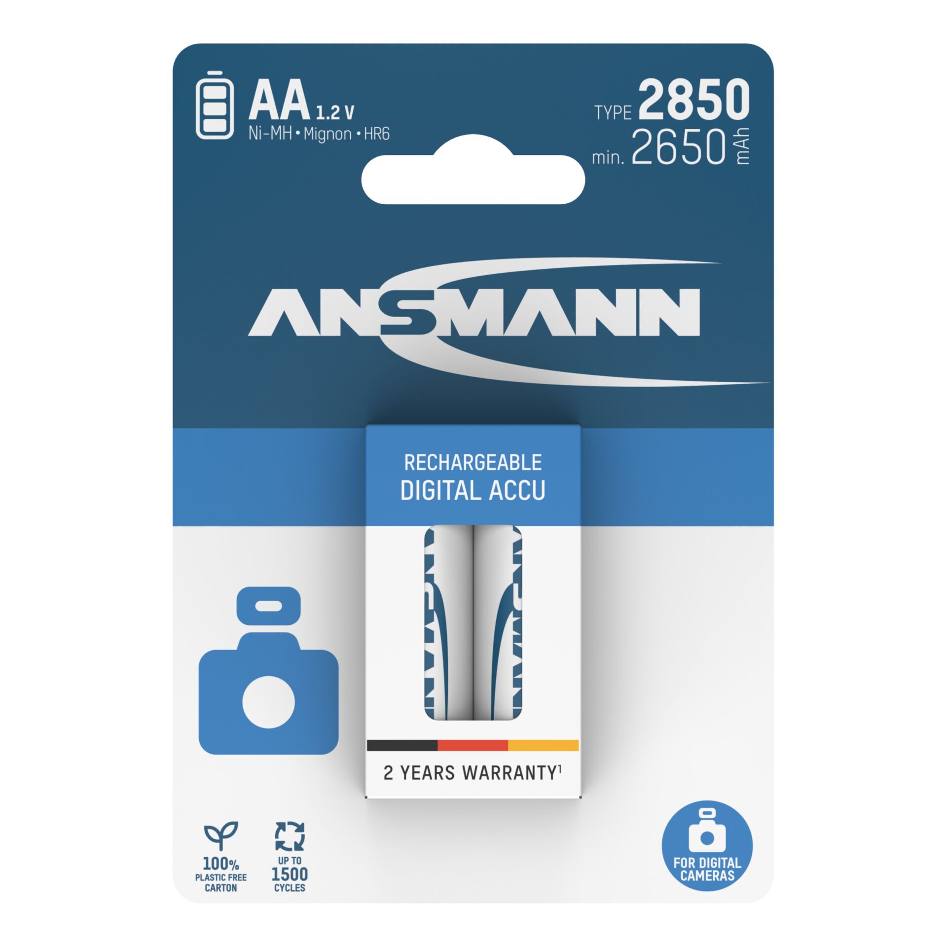 1x2 Ansmann NiMH Akku 2850  Mignon AA 2650 mAh DIGITAL