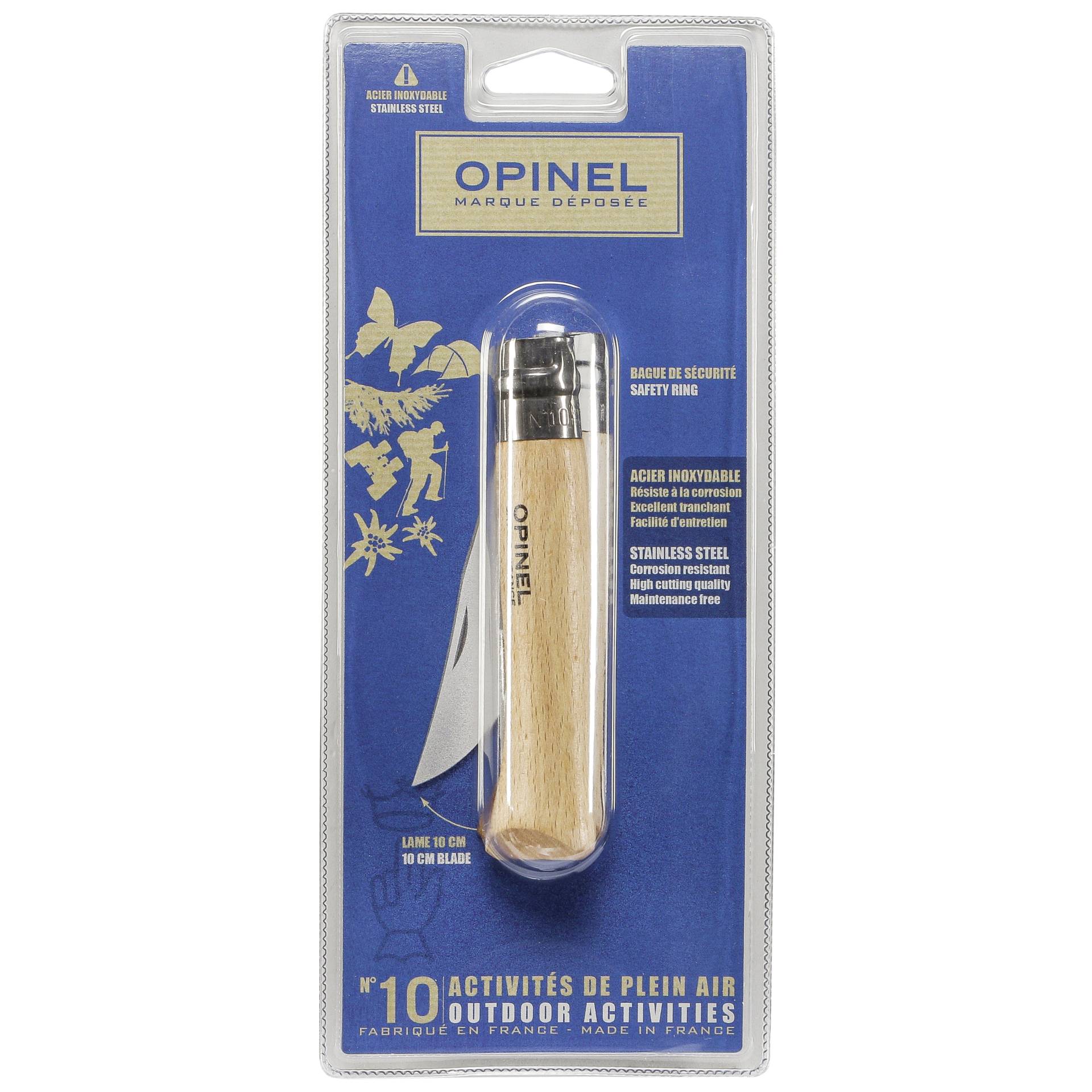 Opinel Taschenmesser No. 10  Edelstahlklinge mit Holzgriff