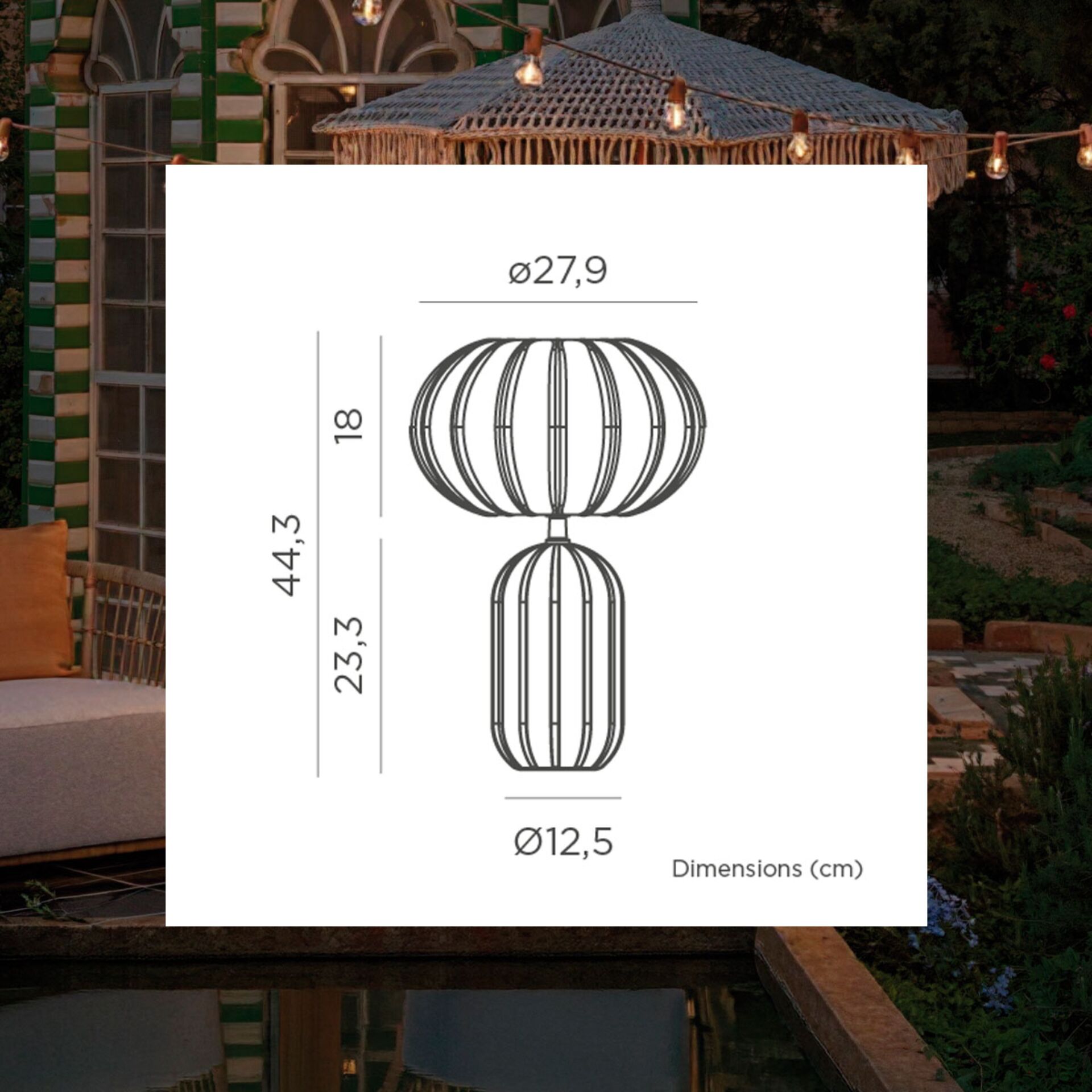 Lampe, Lampenschirm, Metallrahmen, Geometrisch, Dimensionen cm