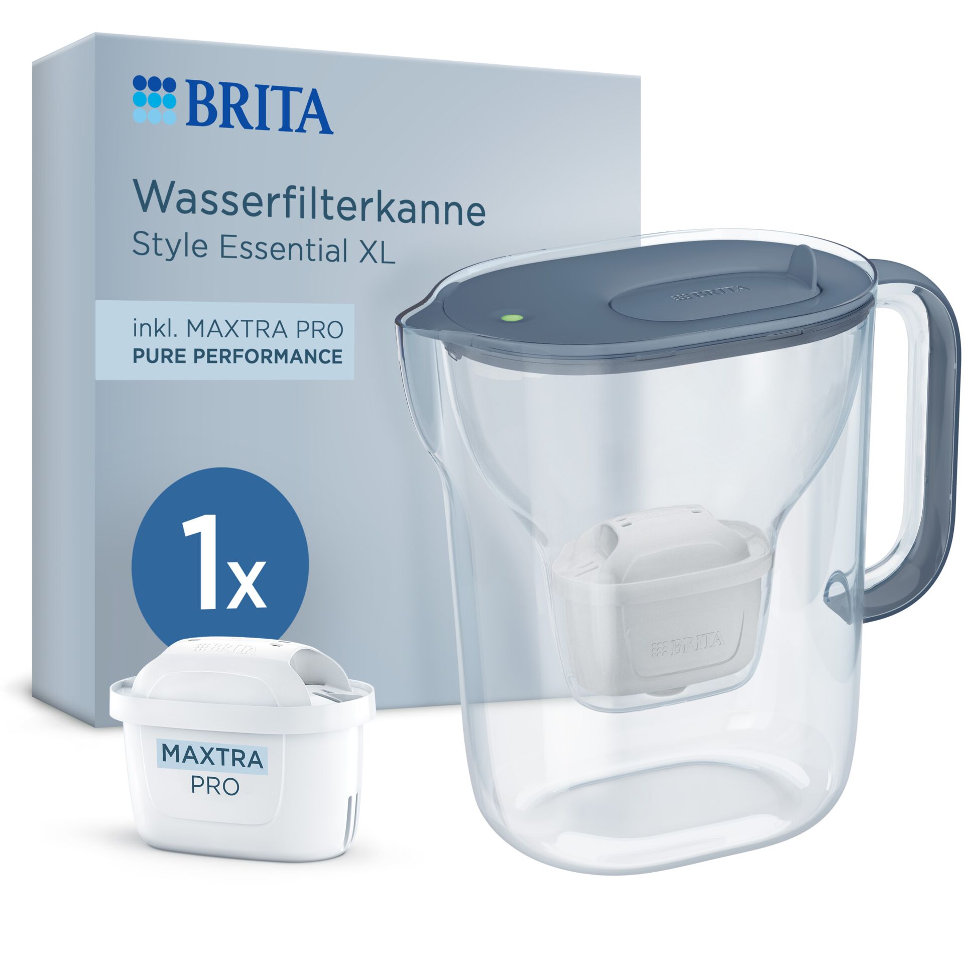 Wasserfilterkanne, Filterkanne, Karaffe, Glaskanne, Profi-Befüllung
