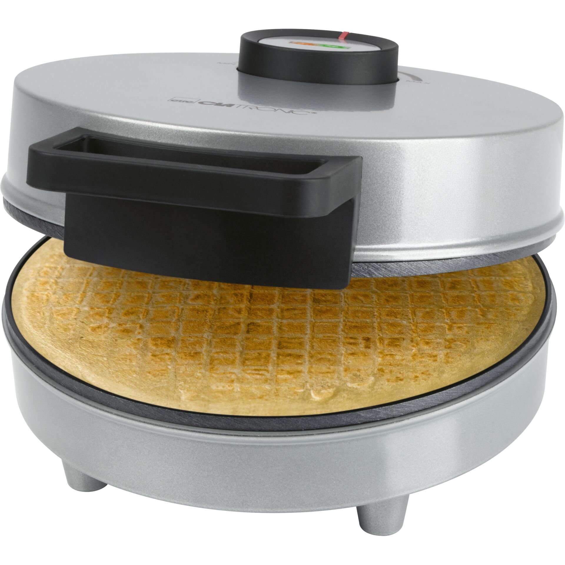 Waffeleisen, Waffelautomat, nicht klebrig, Silber, rund