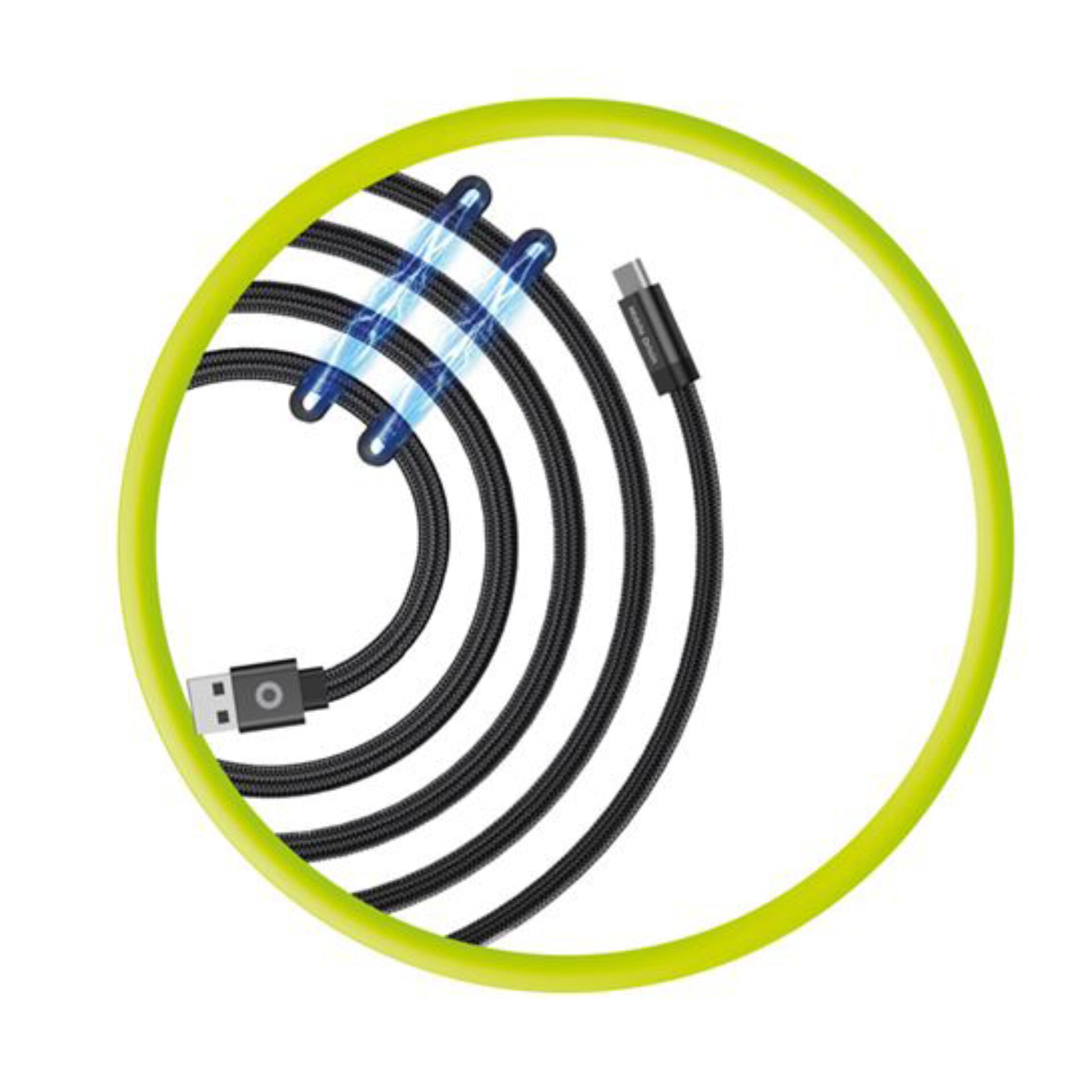 Ladekabel, USB-C Kabel, Aufladekabel, Nylonakku, Ladeanzeige