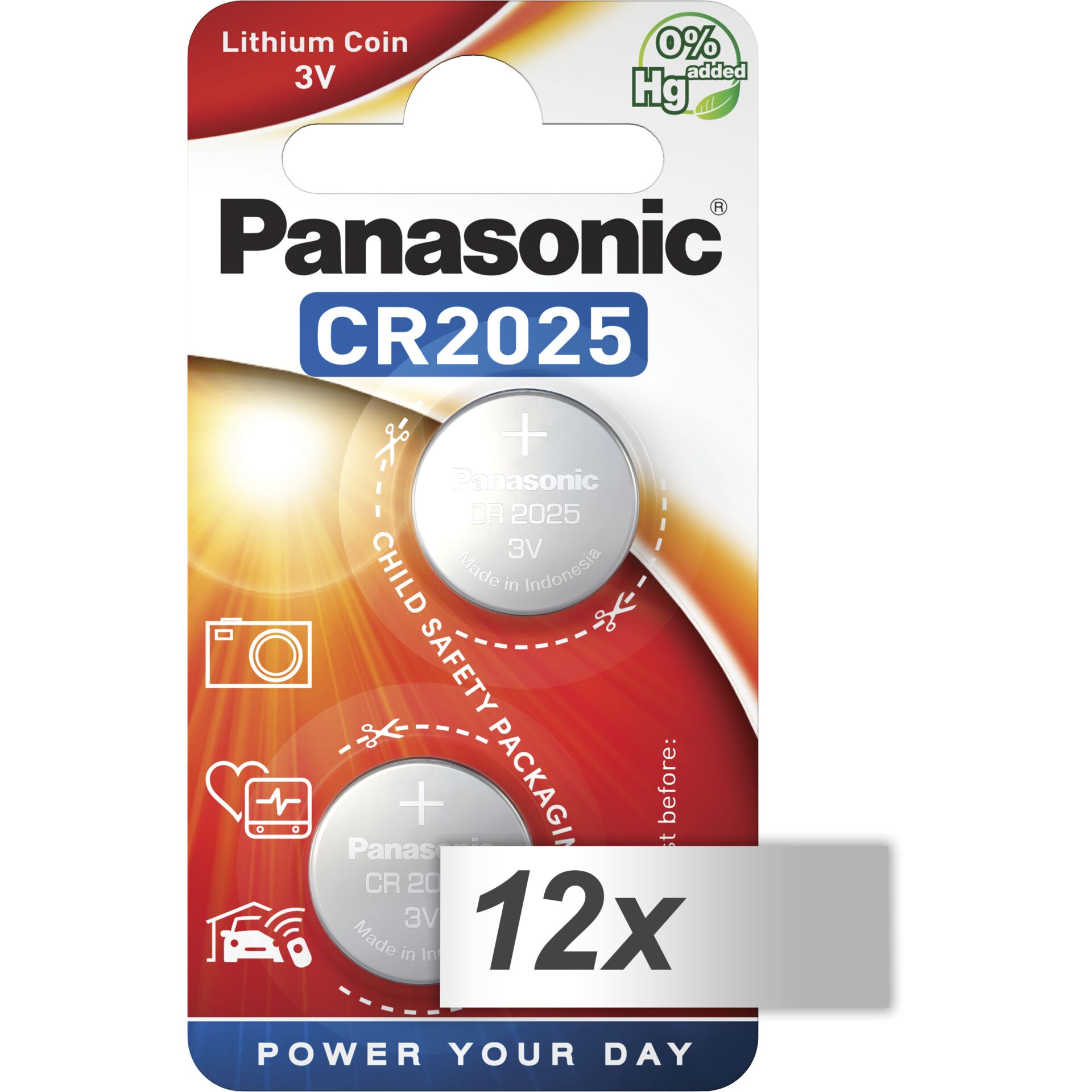 12x2 Panasonic CR 2025  Lithium Power VPE Innenkarton