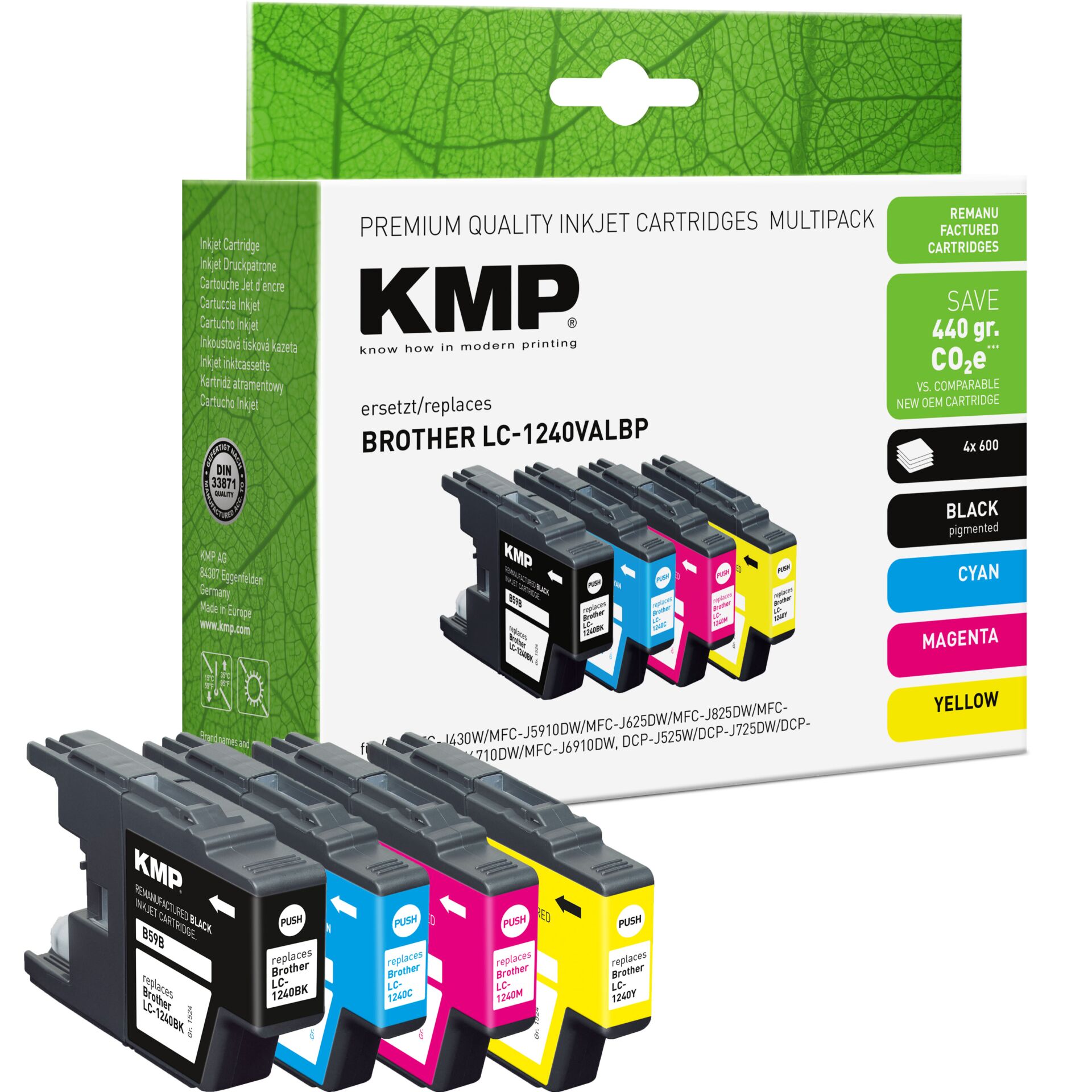 Computerausrüstung, Elektronik, Hardware, Adapter, QR Code, Tintenpatronen, KMP, Brothers LC-1240VALBP, Mehrfarbig, Druckerpatronen