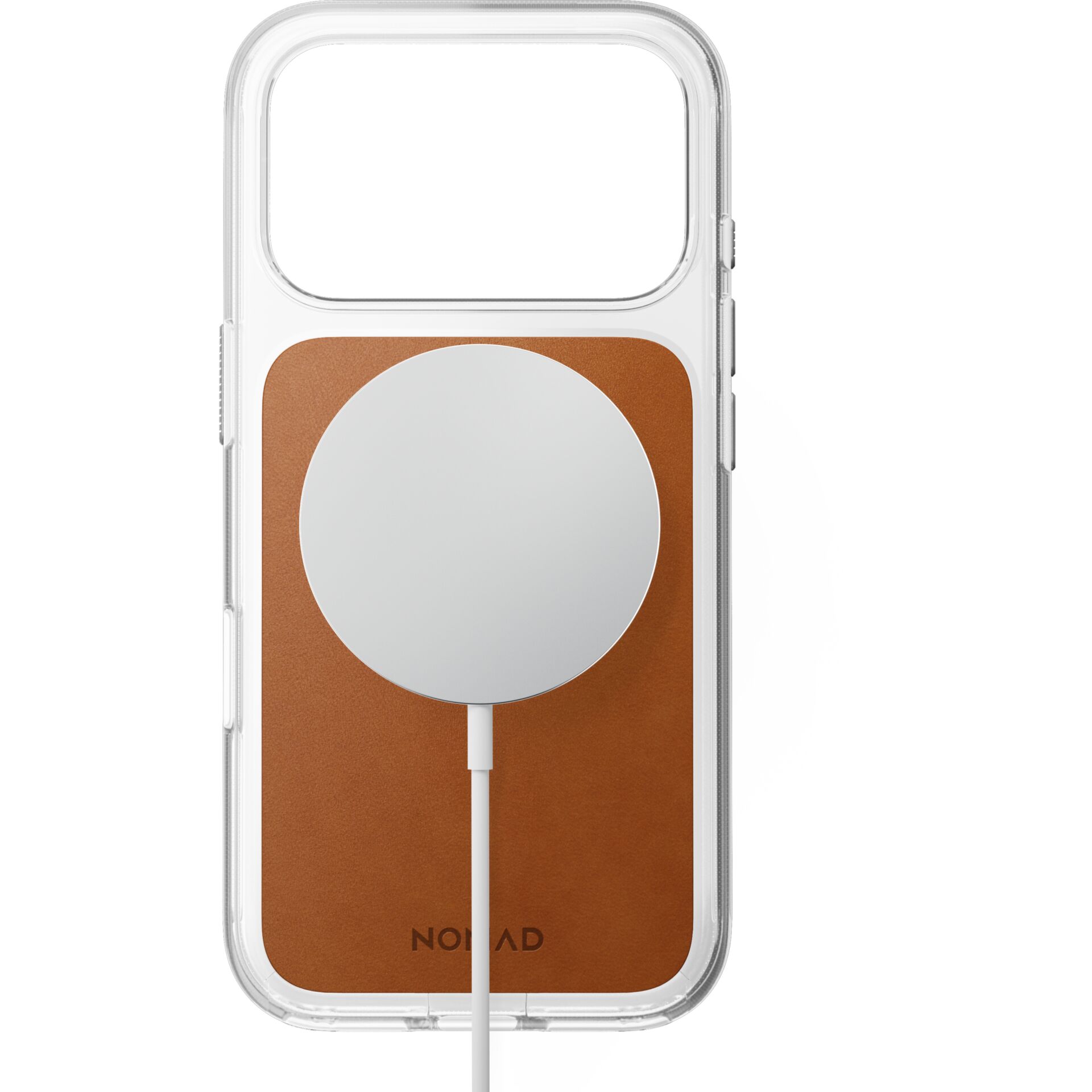 Phone Case, MagSafe Ladegerät, Kabelloses Laden, Braune Unterlage, Runder Qi-Ladepad
