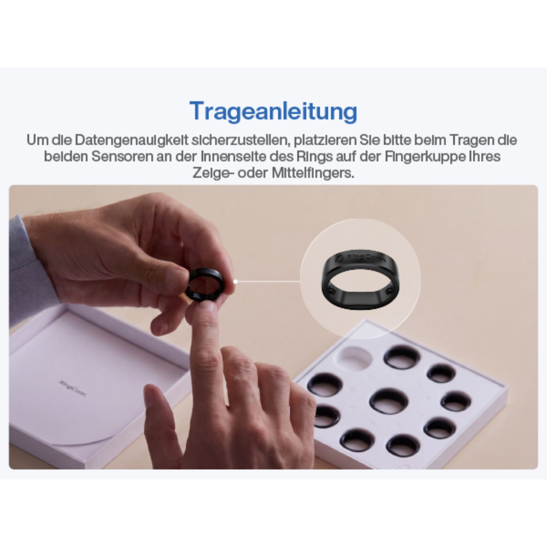 Fitness Tracker, Smart Ring, Ring Sensor, Wearable, USB charging not visible