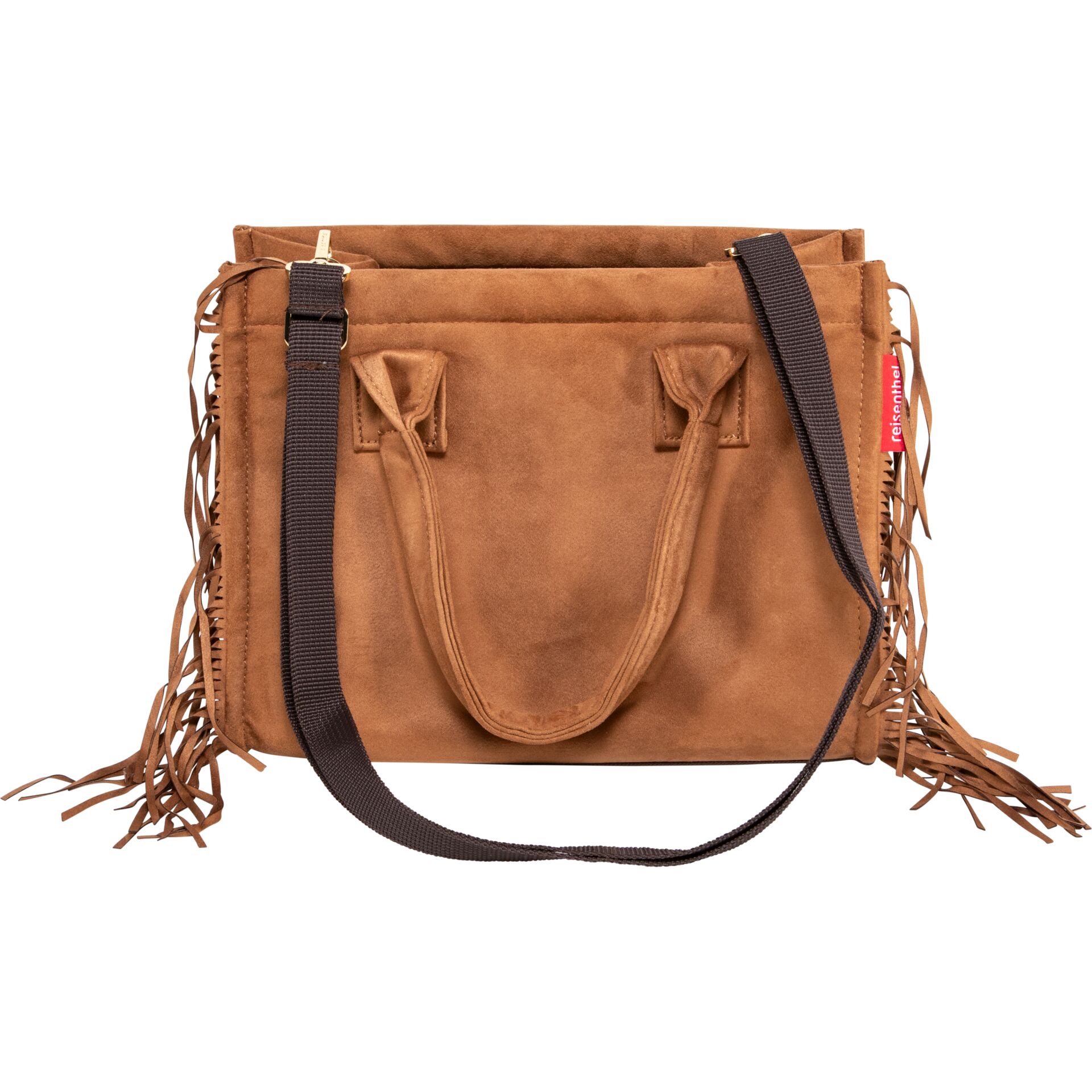 handtasche, tote, fransen, suede, braun