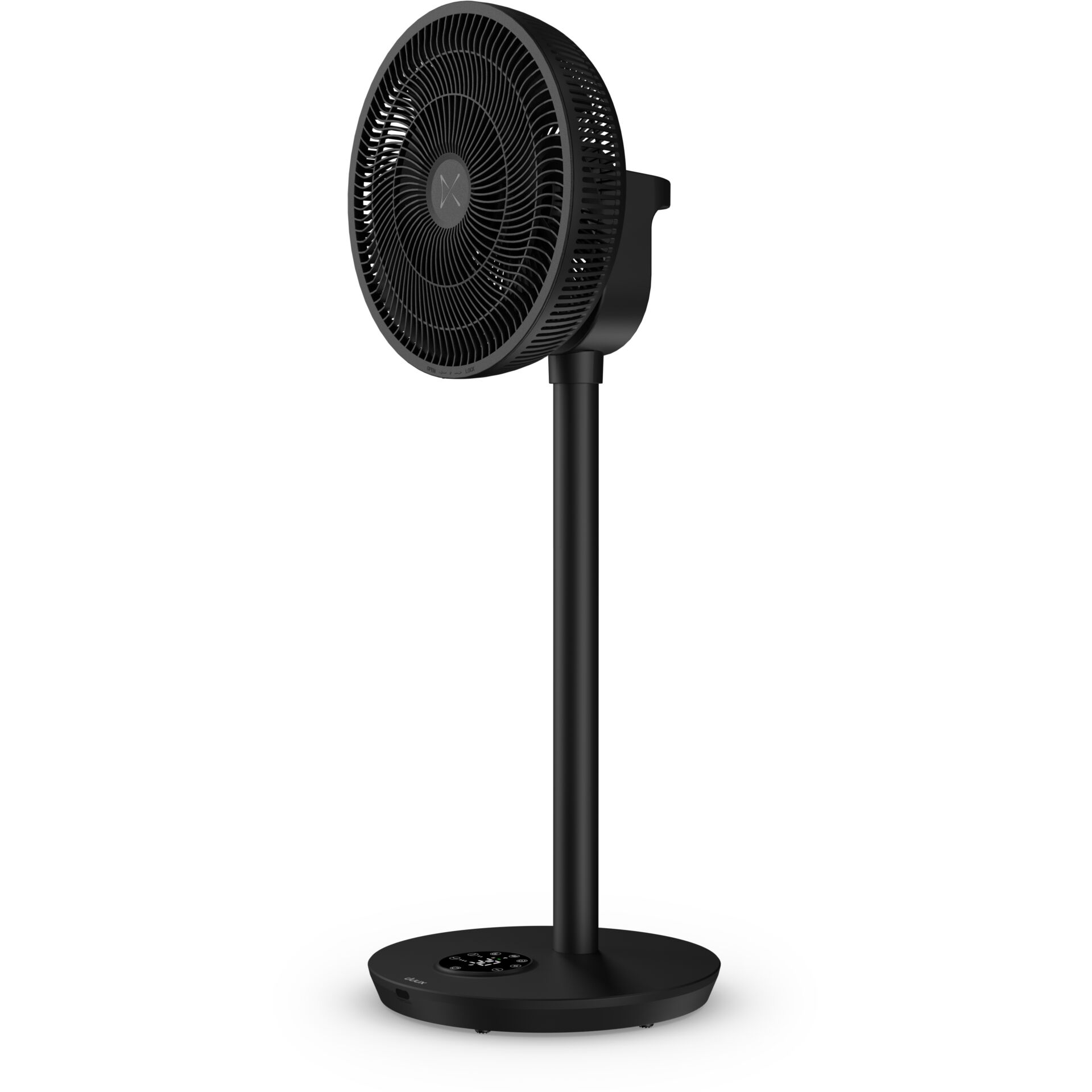 Ventilator, Standventilator, runder Grill, schwarz, verstellbare Höhe