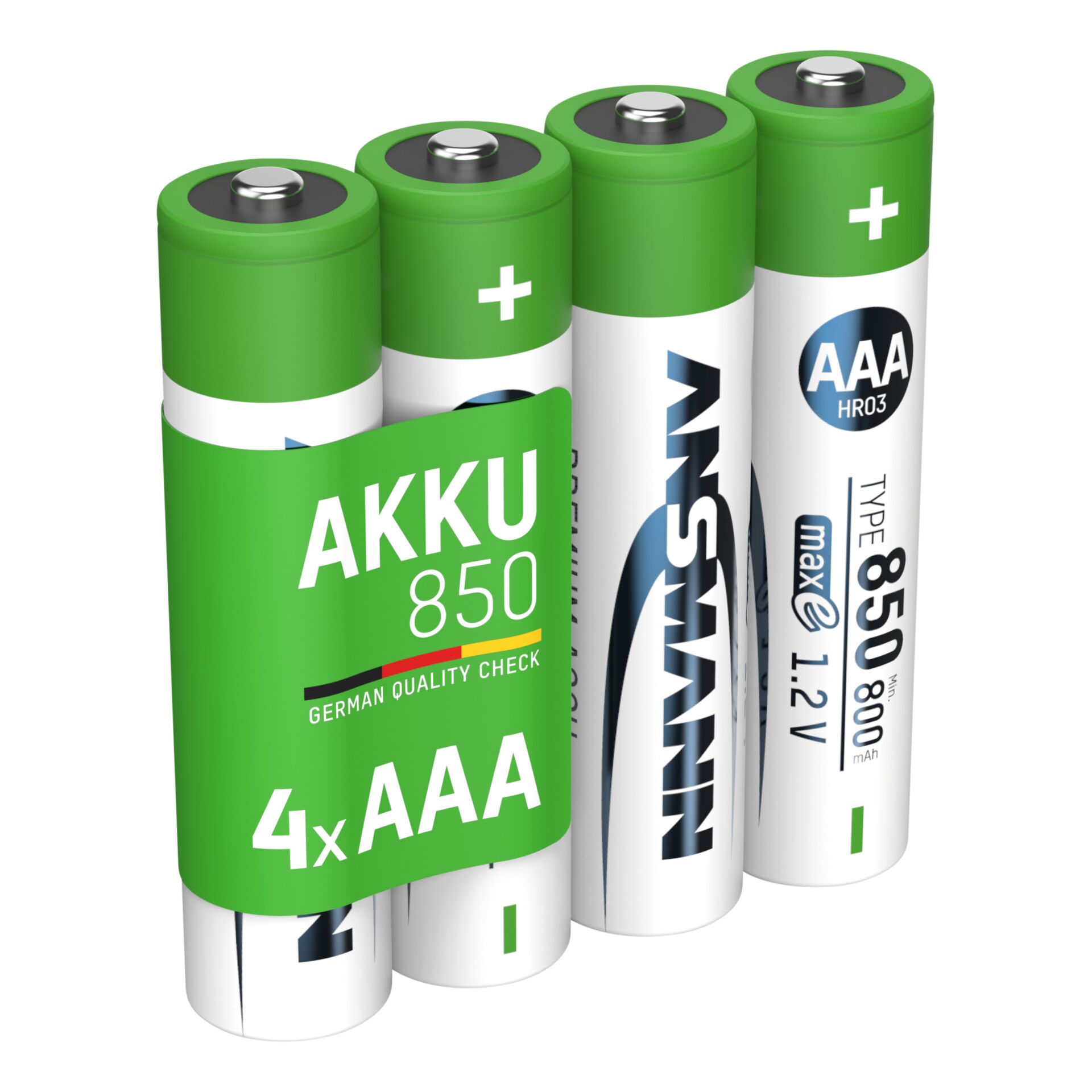 1x4 Ansmann NiMH Akku Micro AAA  Typ 850 800 mAh maxE
