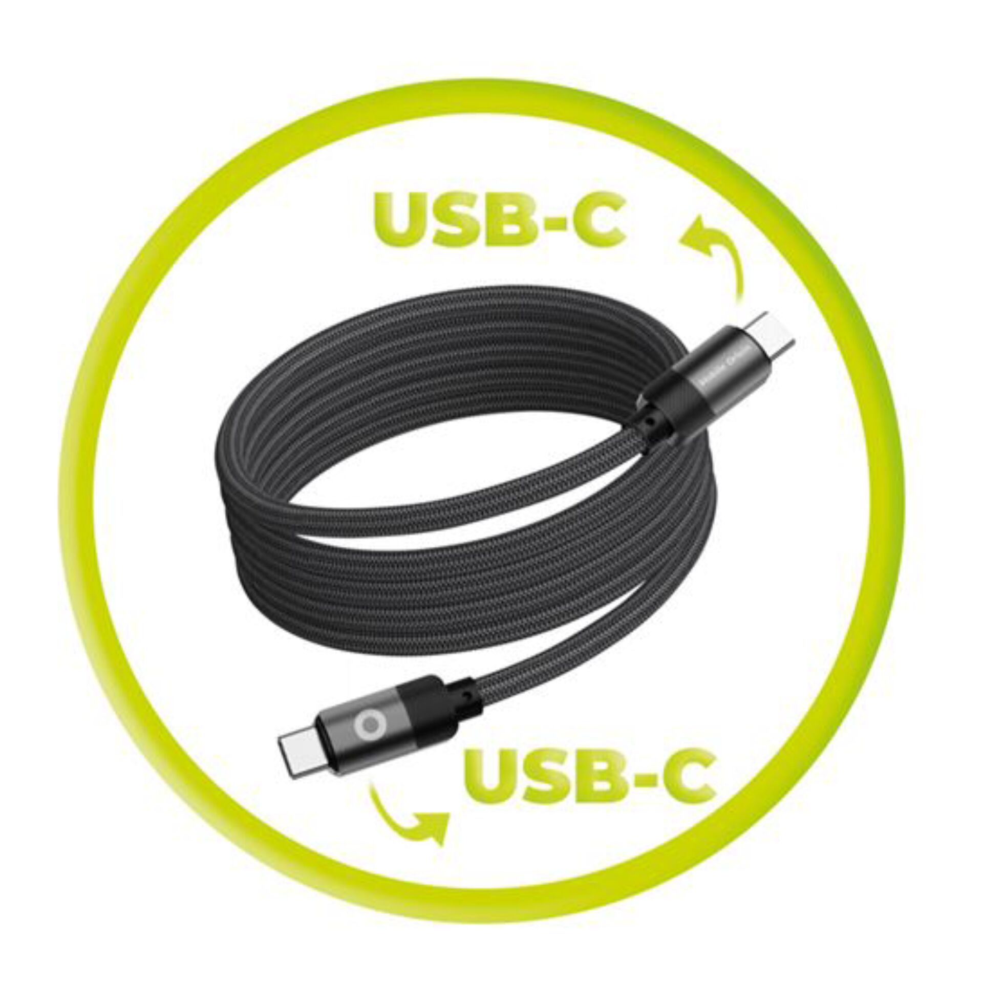 USB-C, Ladekabel, geflochten, Schwarz, Kabelsalatfrei