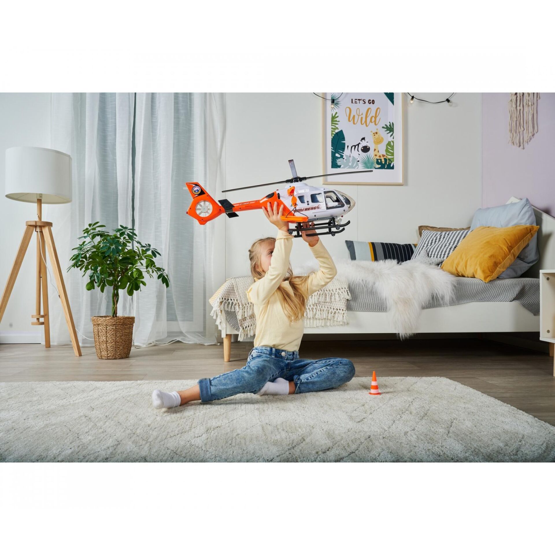 Spielzeug-Hubschrauber, Helikopter, Rettungshelikopter, Kinderspielzeug, orange