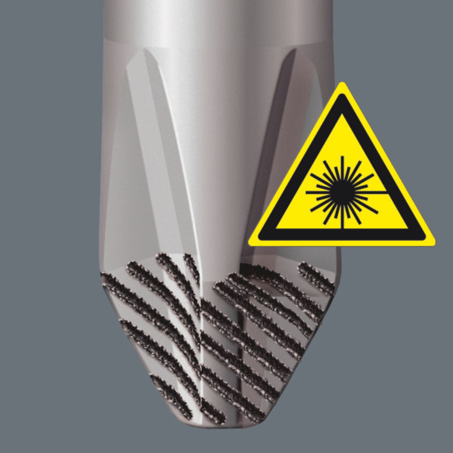 Schruppwerkzeug, Spiralbohrer, Fräser, Metall, Laserwarnung