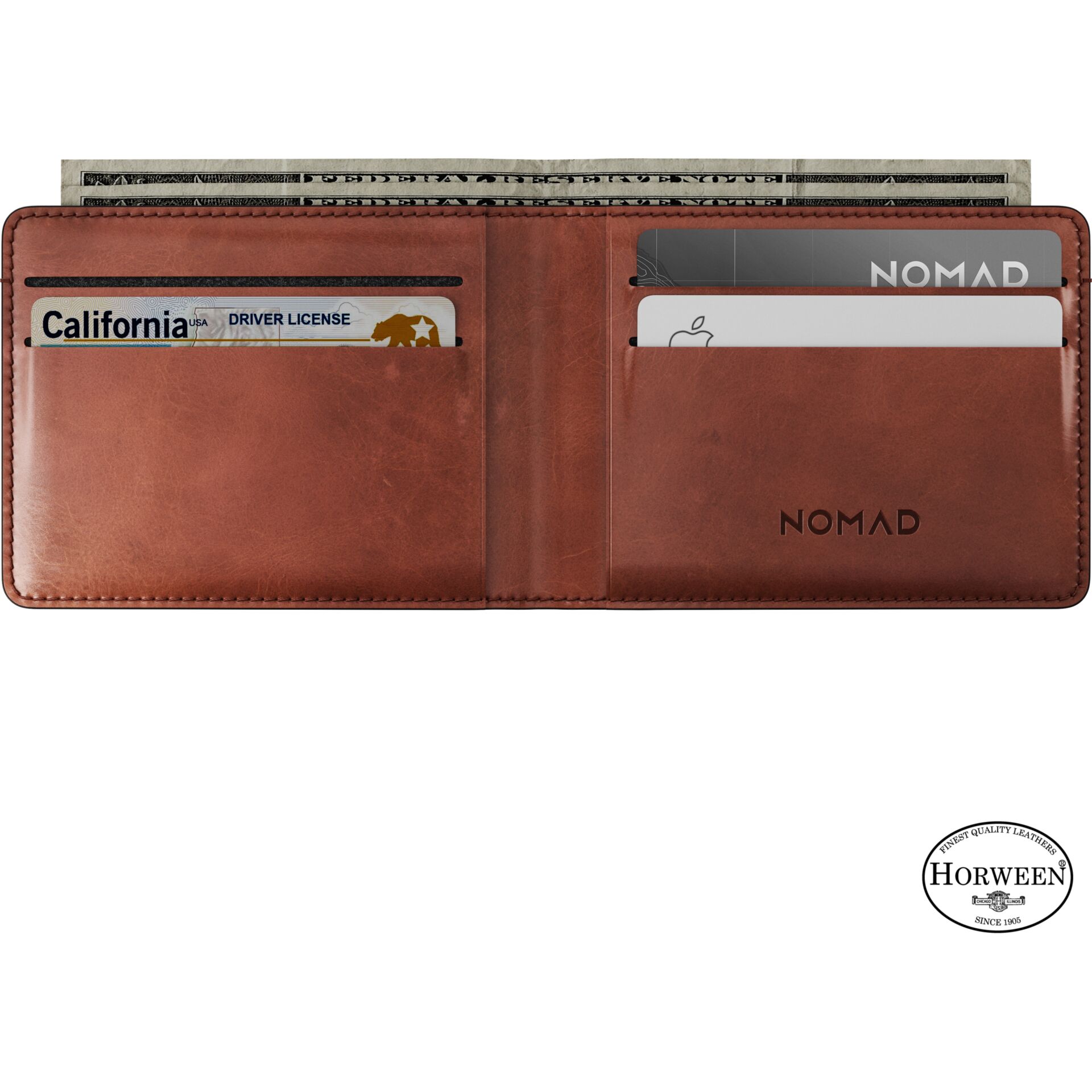 portemonnaie, Bi-fold, Leder, braun, Kartenfächer