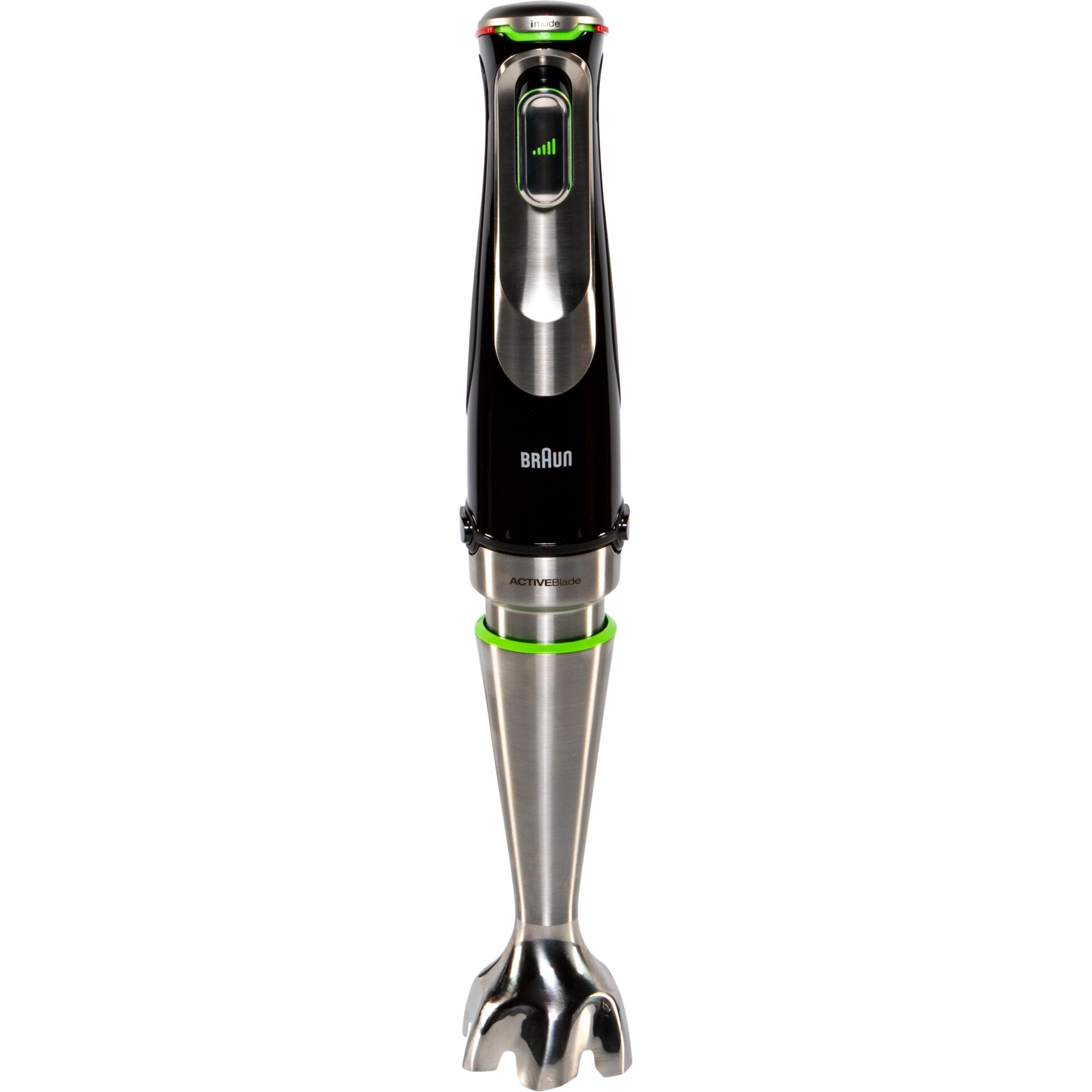 handheld blender, immersion blender, schwarz Edelstahl, grüne Akzente, ActiveBlade