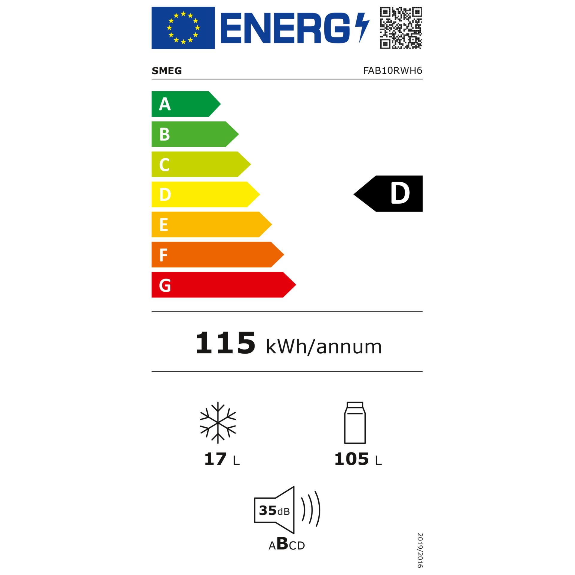 SMEG FAB10RWH6  Stand-Kühlgerät – Energieeffizienzklasse D