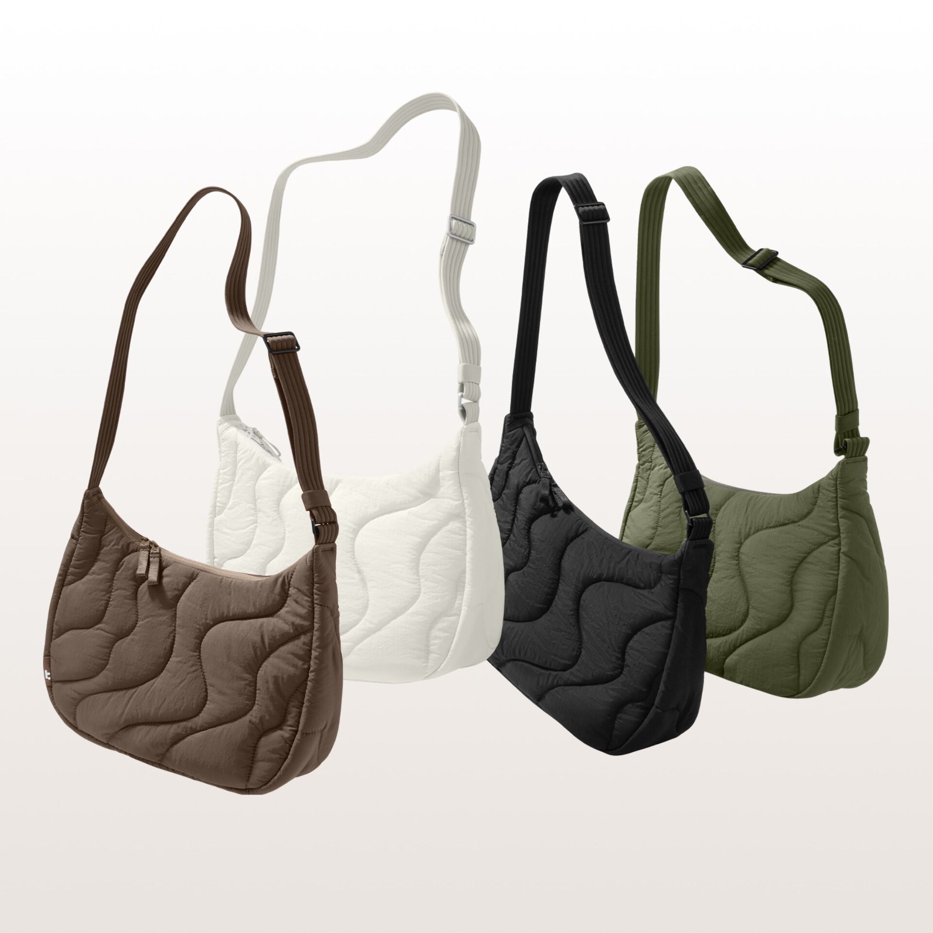  quilted bag, Umhängetasche, gepolsterter Trageriemen, braun, grün schwarz weiß