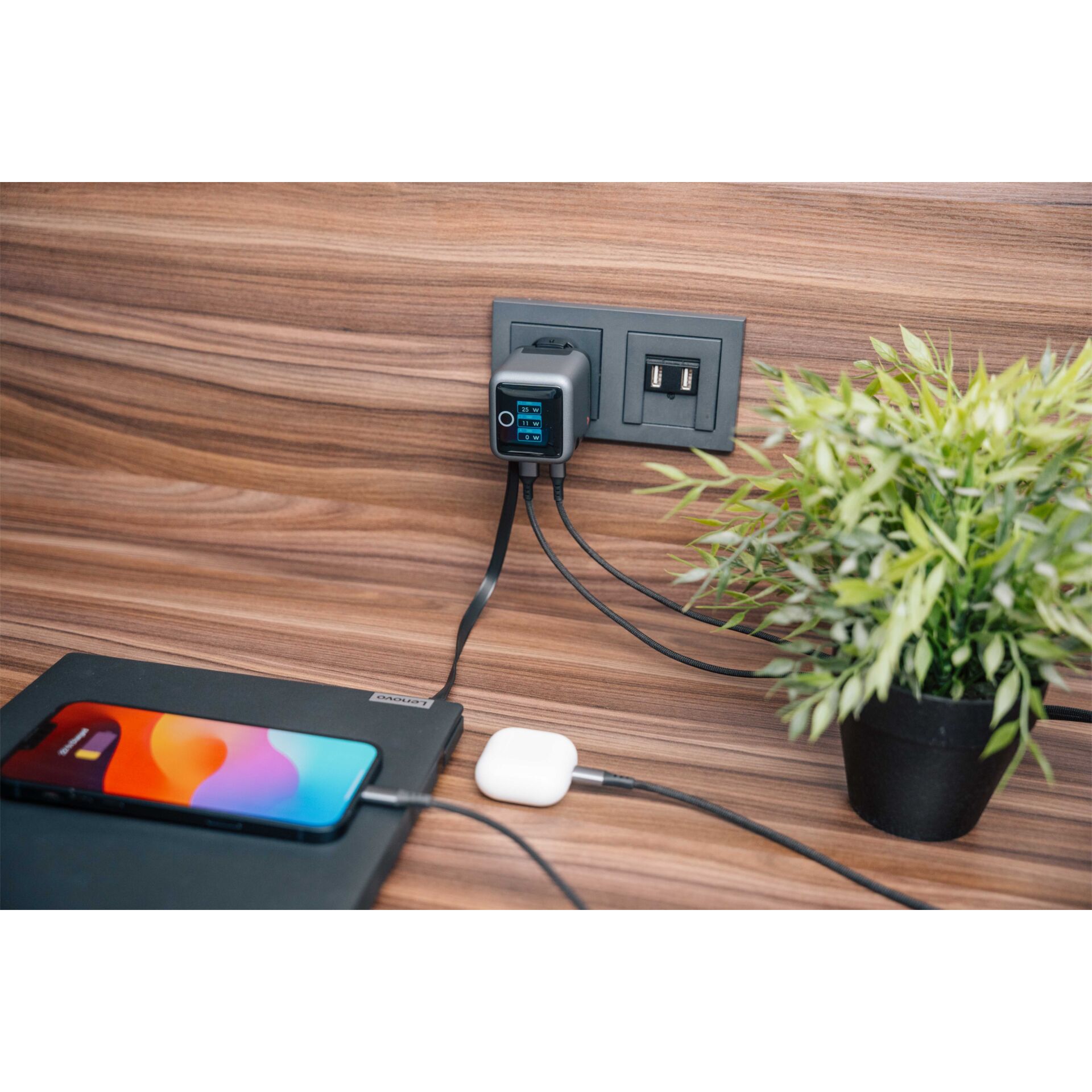 USB-C-Ladegerät, Wandladegerät, USB-Ladegerät, Schreibtisch-Setup, Kabelorganisation