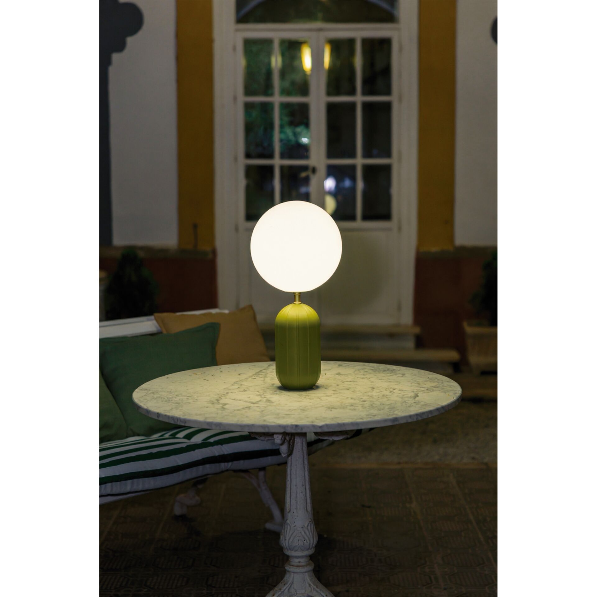 Tischlampe, Glasball-Lampe, Grün, Runder Lampenschirm, Tischbeleuchtung