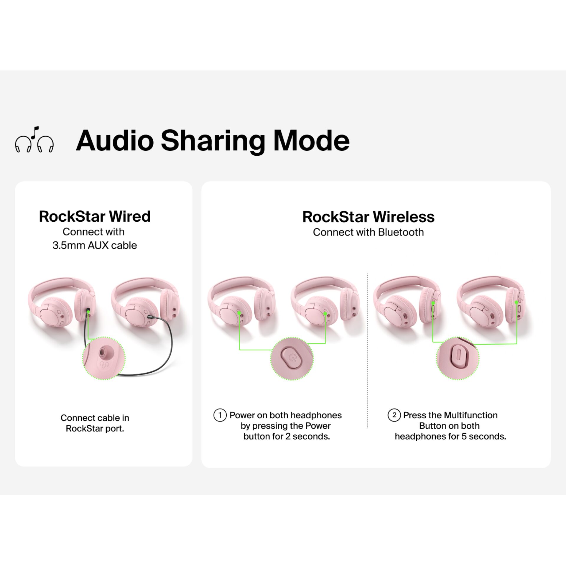 pink headphones, over-ear, Bluetooth, 3.5mm AUX, Pink headset