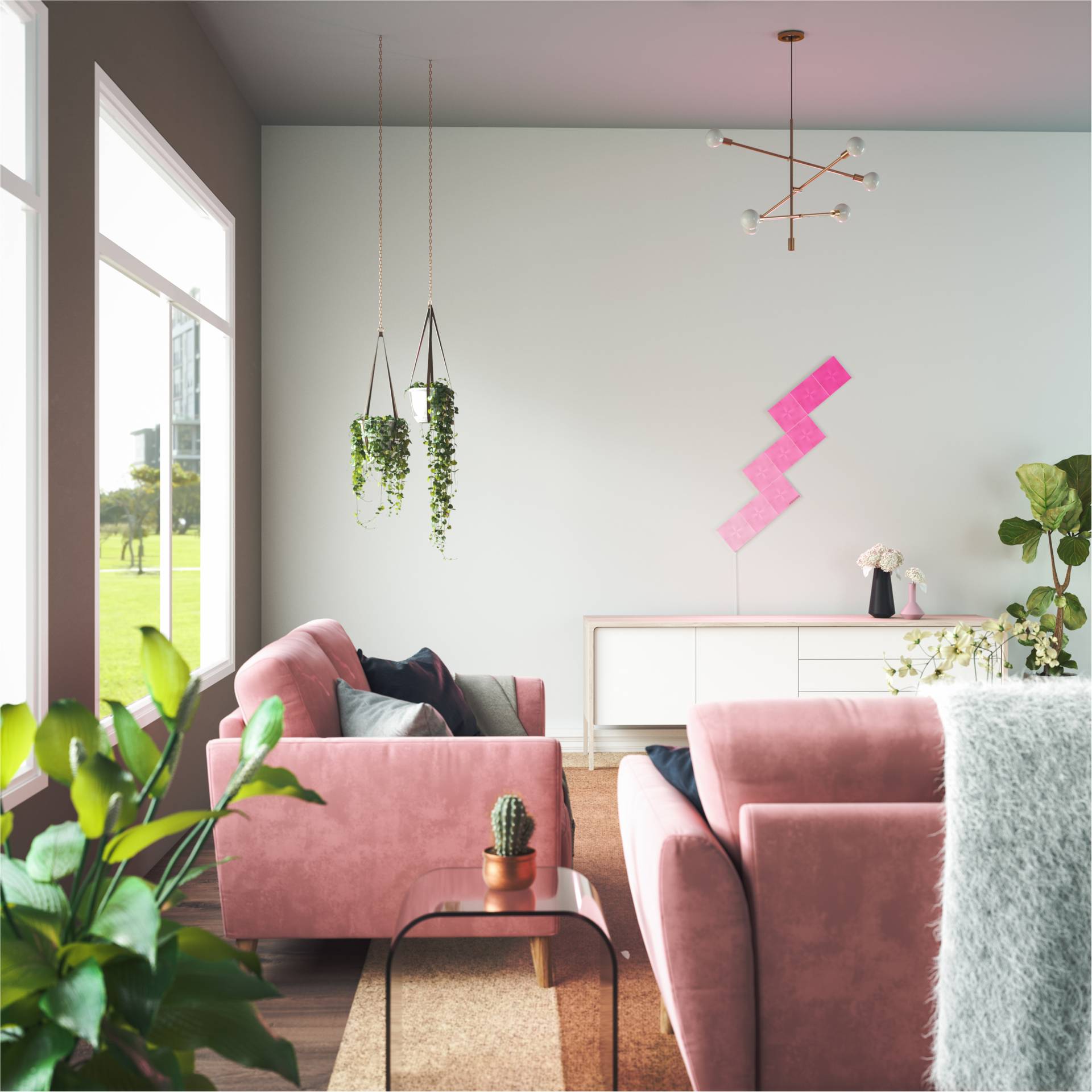 Dekoration für Zuhause, Wohnzimmer, Innenarchitektur, Couch, Pflanze