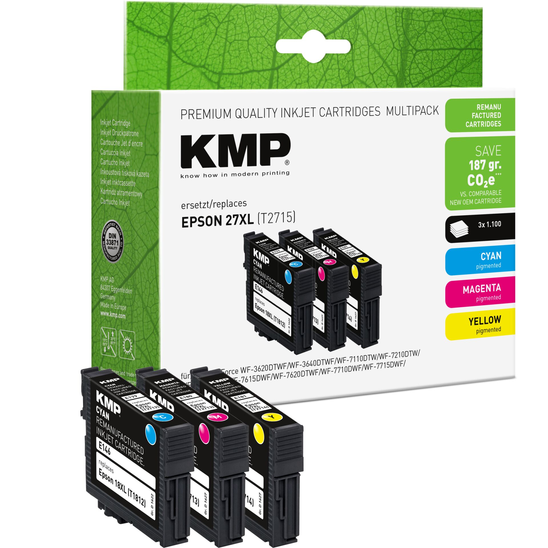 Elektronik, Hardware, Adapter, Computerausrüstung, QR Code, Tintenpatronen, KMP, Epson 27XL, Cyan Magenta Gelb, Multipack
