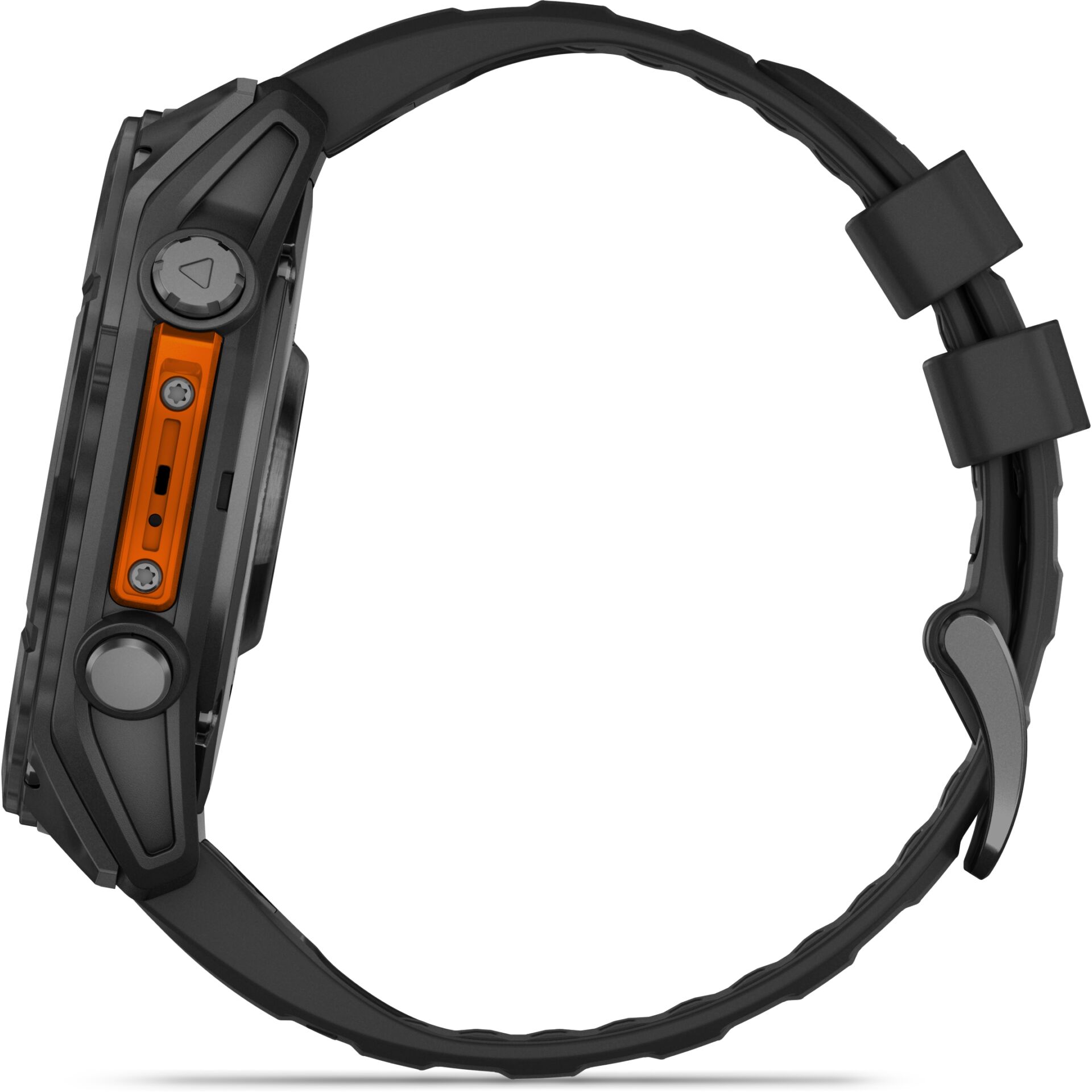 Armbanduhr, Sportuhr, Digitaluhr, Gehäuse orange Akzent, Riemen aus Silikon