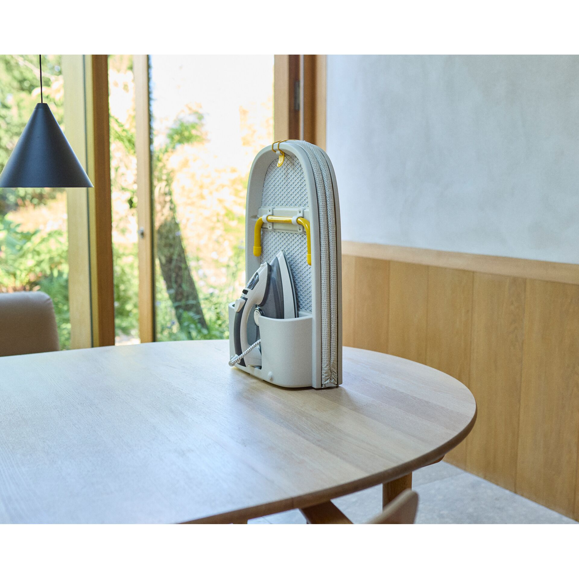 dampfbügeleisen, bügeleisen, handheld, kompakt, gelbe-akzentuierung