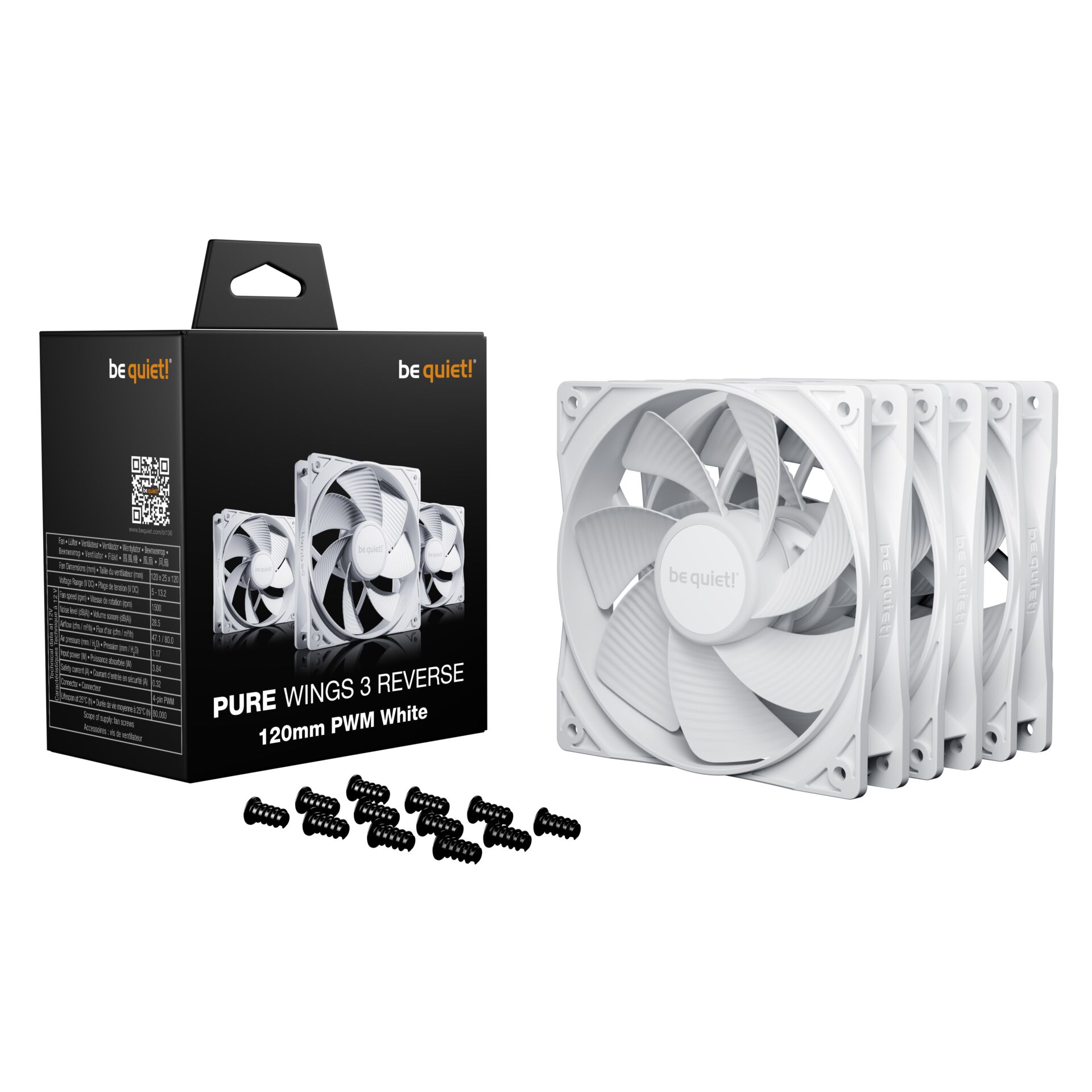 be quiet! Pure Wings 3 120mm PWM  Reverse White 3-Pack