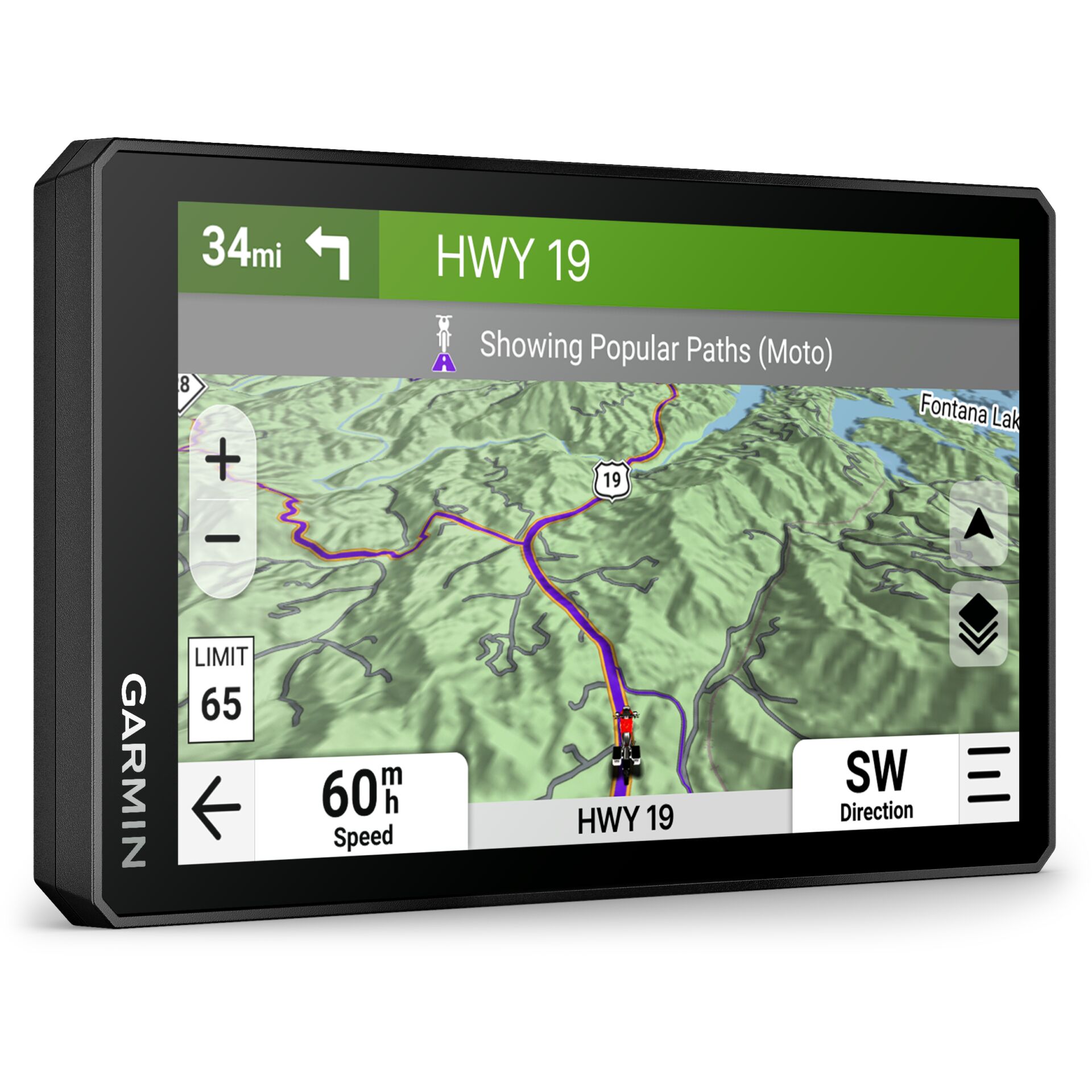 GPS-Gerät, Navigation, Motorrad-Halterung, Kartendisplay, Highway 19