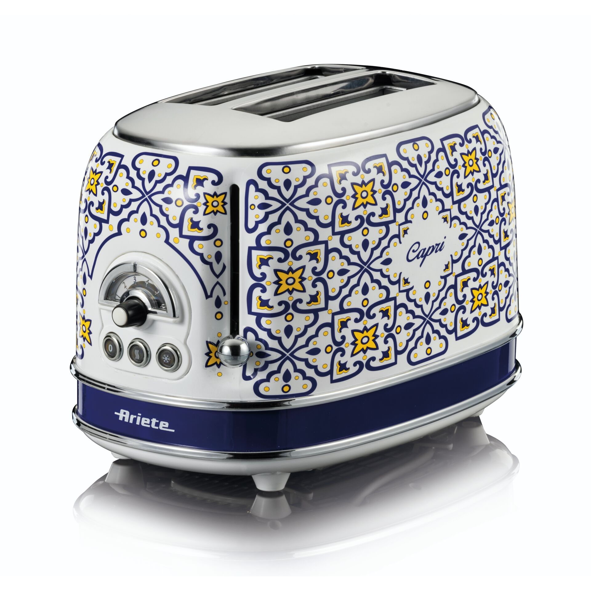 Toaster, Gemusterter Toaster, Zweischneidiger Toaster, Chromionasen, Blaues Weißes Muster