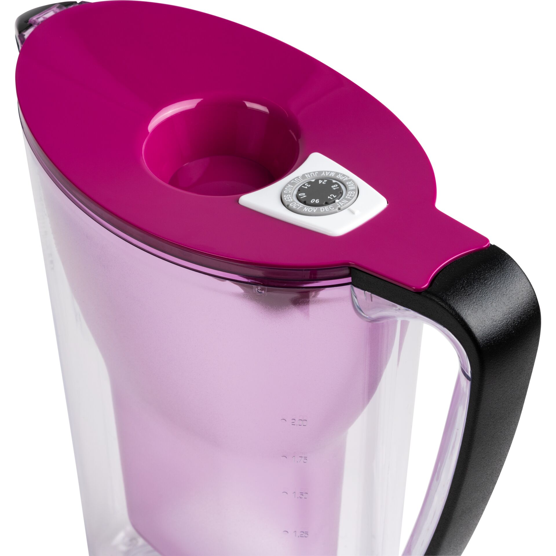 Karaffe, Wasserflasche, Trinkflasche, Magenta, Schlossdeckel