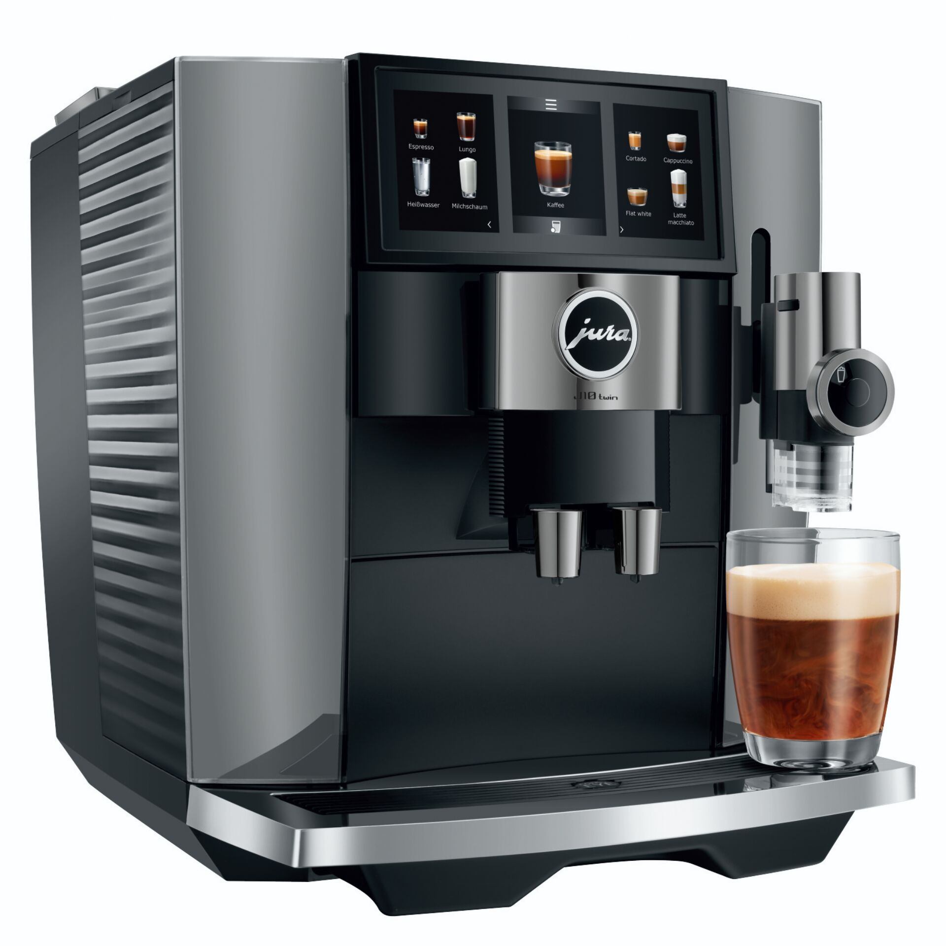 Kaffeemaschine, Espressoautomat, Gehäuse Edelstahl, Touchscreen, Milchschaum
