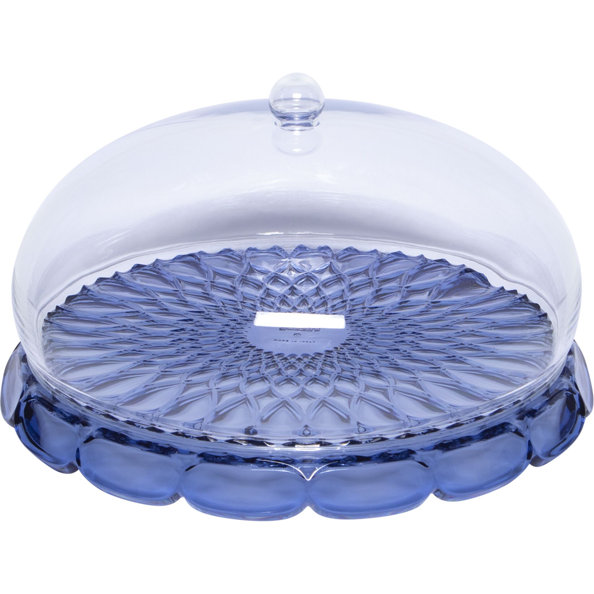 Teller, Eisbehälter, Glasdeckel, Blaues Glas, Musterkranz