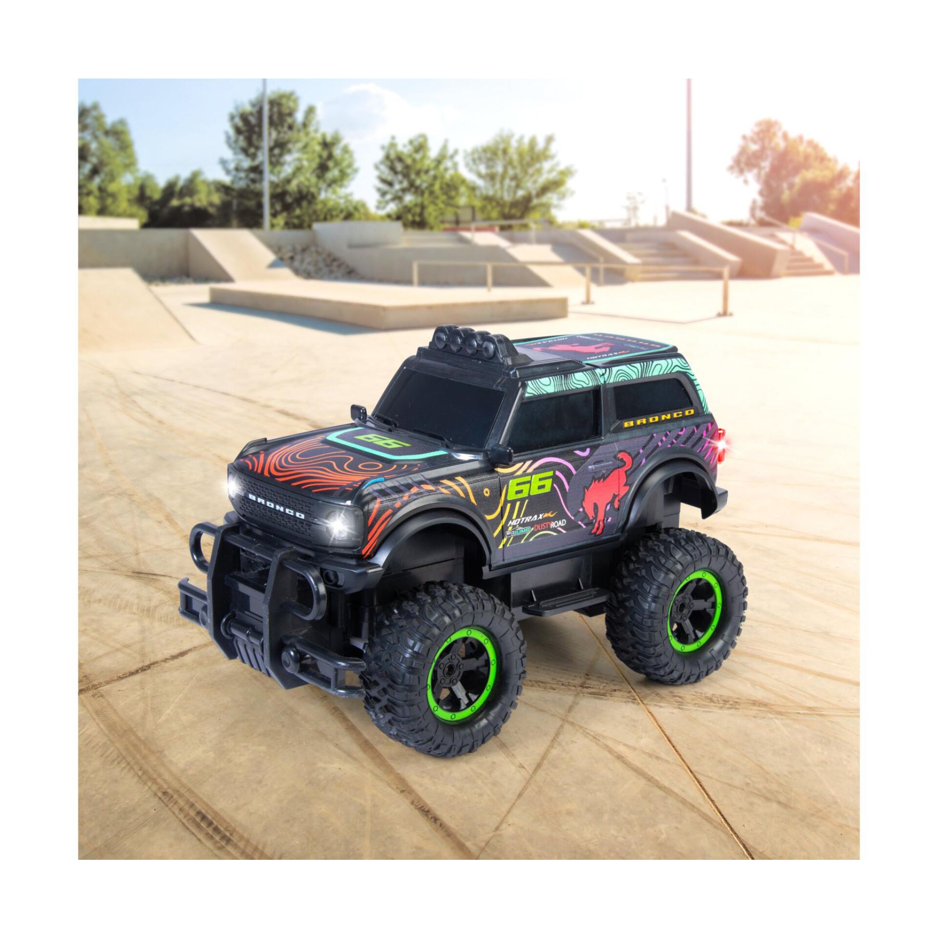 RC-Auto, Monster Truck, Off-road, Helle Grafik, Grüne Felgen