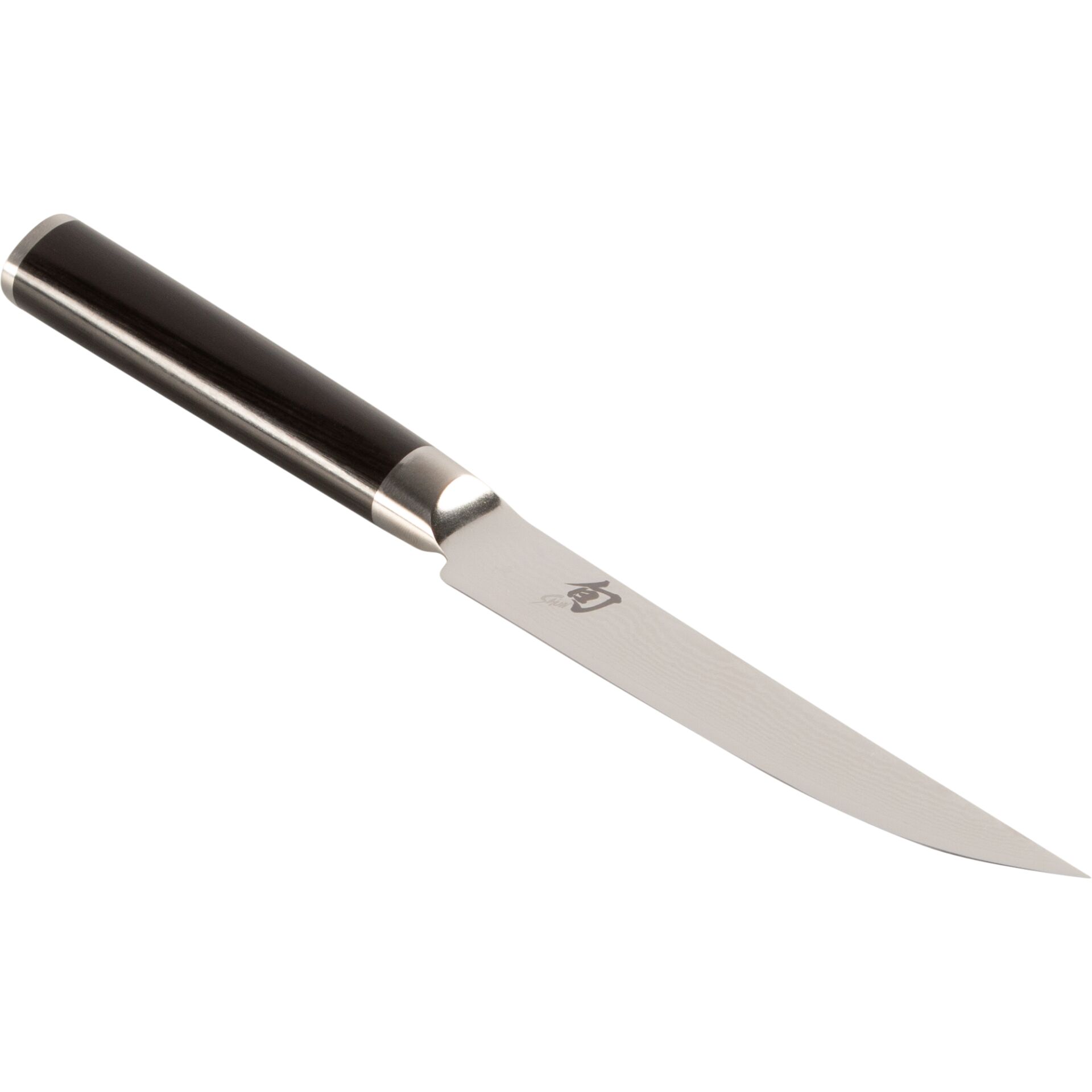 Küchenmesser, Schäfermesser, Edelstahl, schwarzer Griff, glatter Klingenbogen