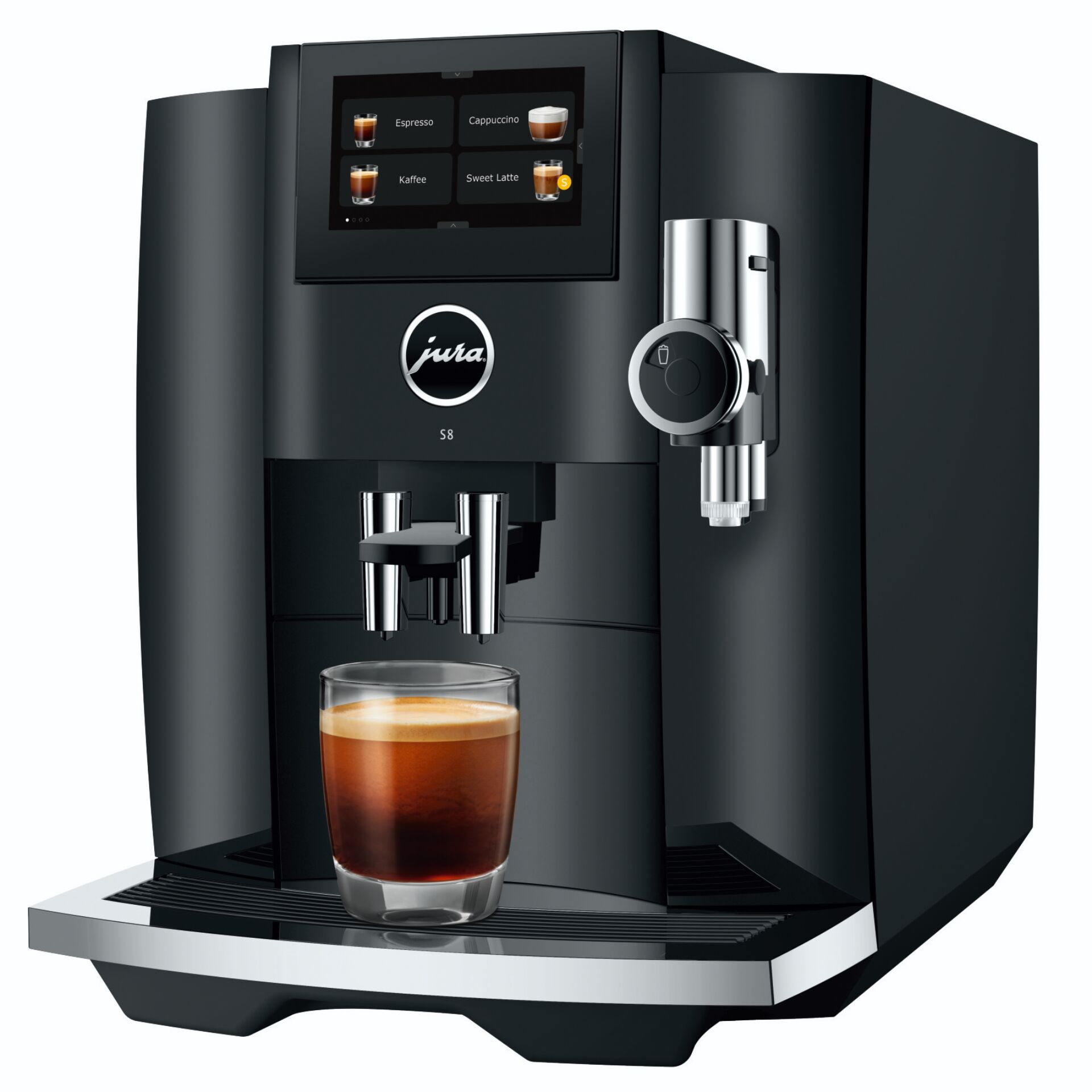 Kaffeemaschine, Espressoautomat, Schwarz, Tischgerät, Glasbecher