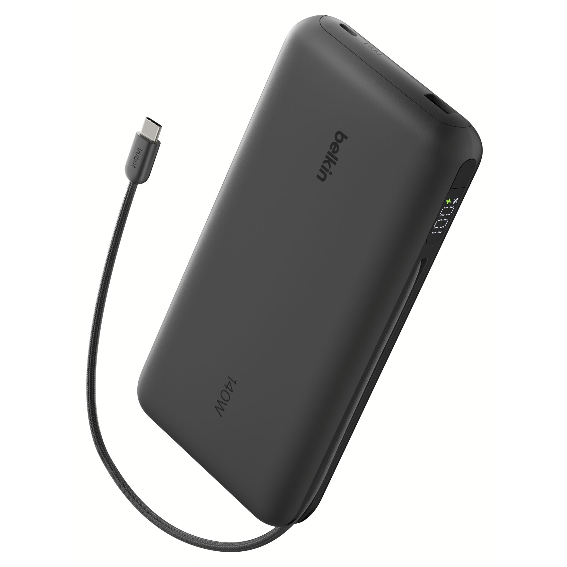 USB-C, Power Bank, Portable Charger, Dunkelgrau, LCD-Anzeige
