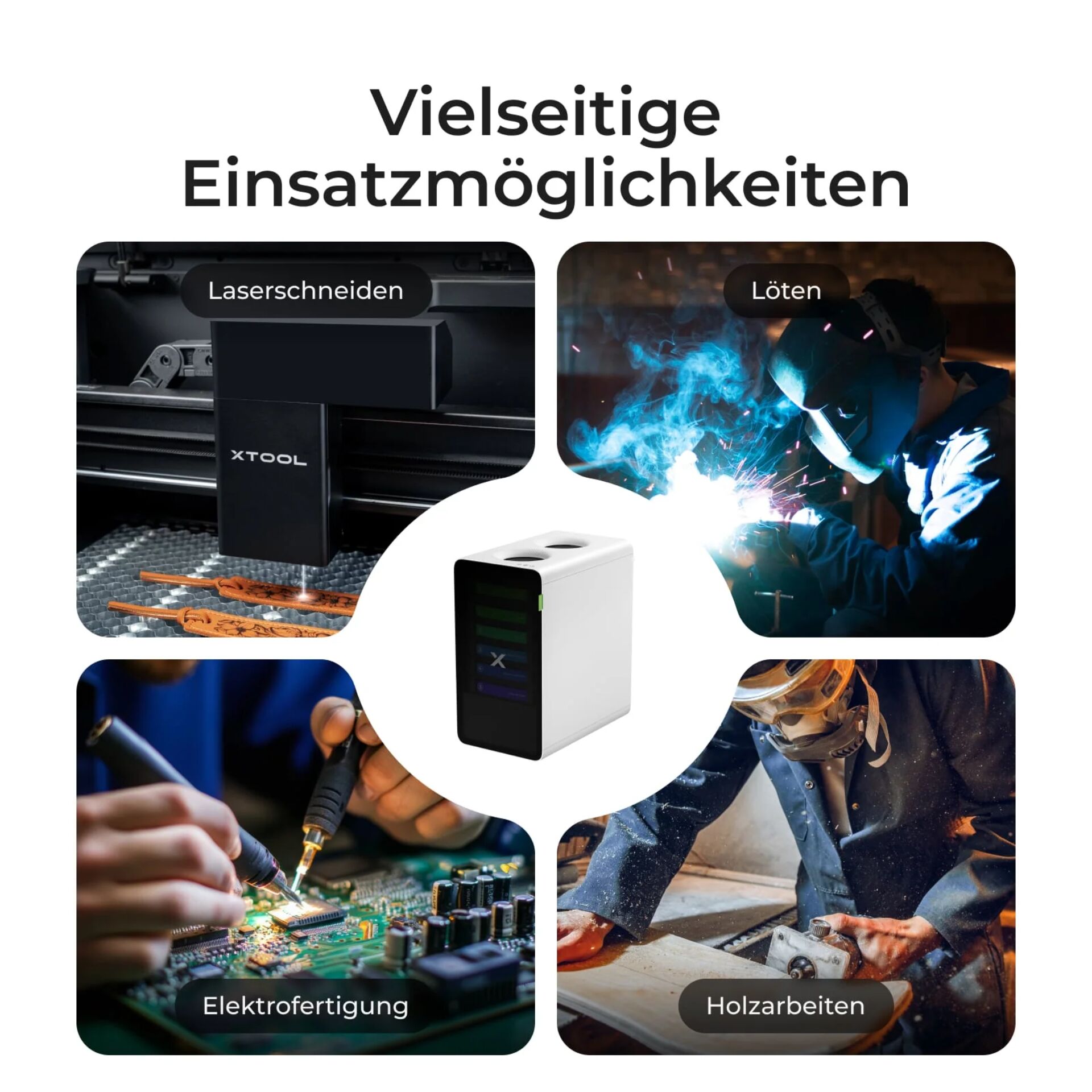 Kompaktstation, Laserschneiden, Löten, Elektronikfertigung, Holzarbeiten