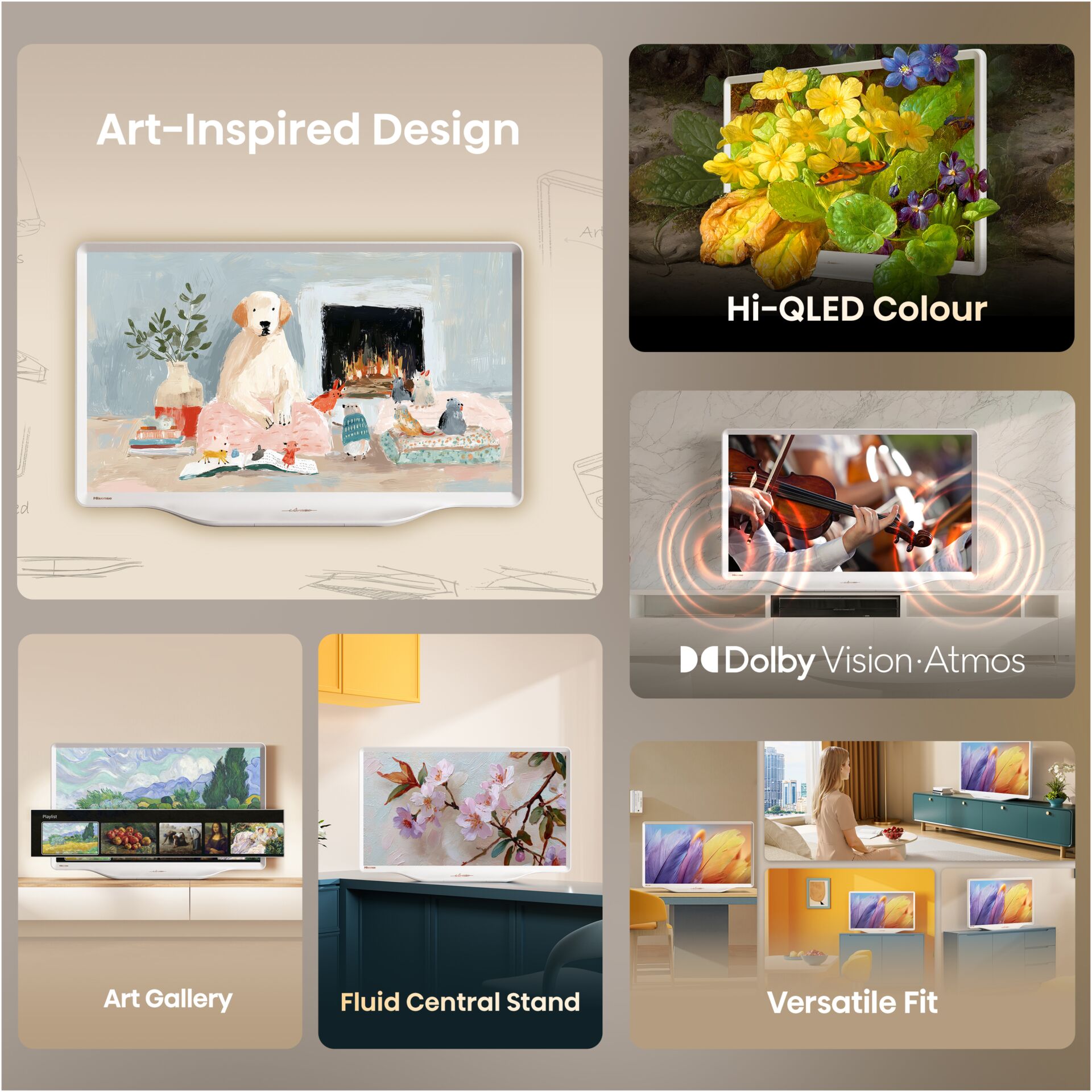 Kunstrahmen, Tabletendisplay, Hi-QLED, bunte Blumen, Geigenkunst