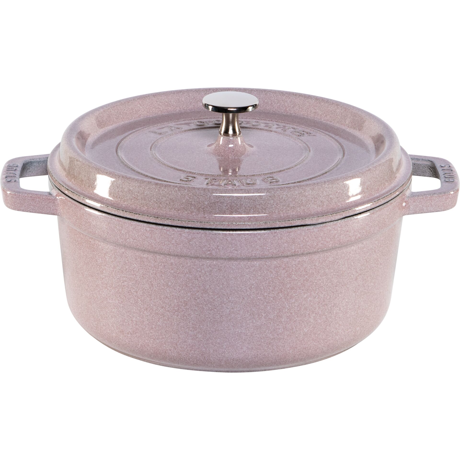Stieltopf, Schmortopf, Gusseisen, Rosa, mit Deckel