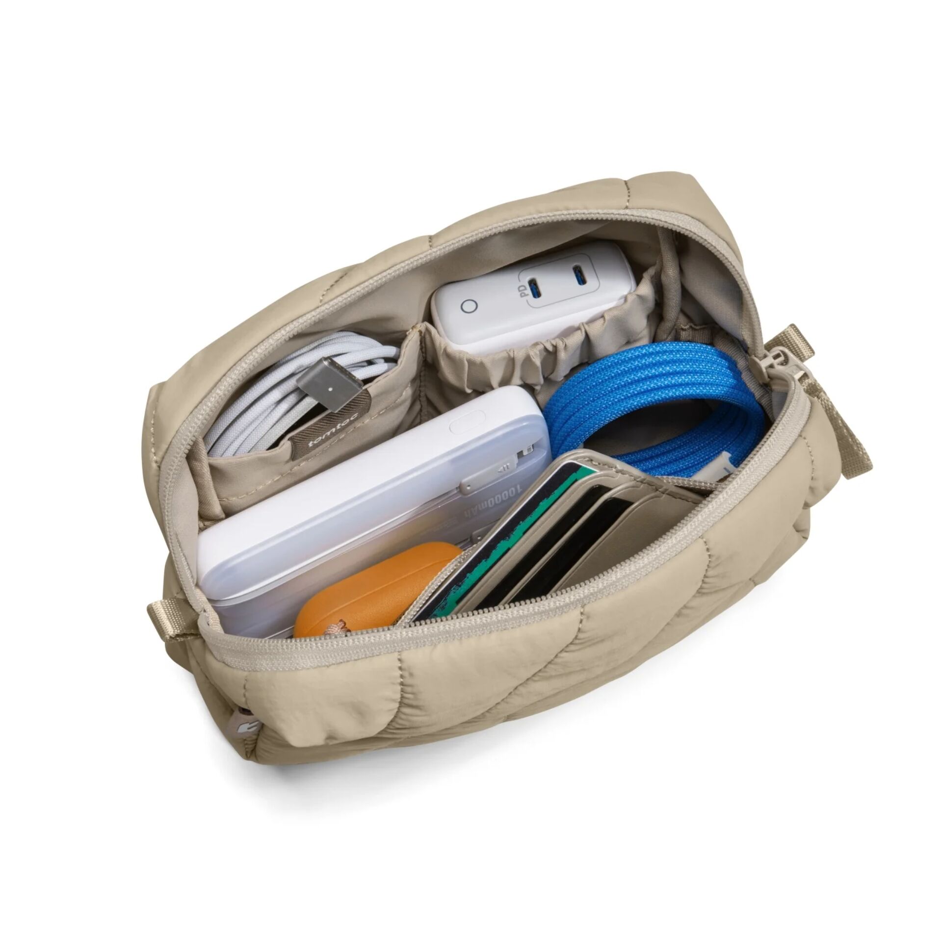 tasche, organizer, tech-tasche, beige, reisezubehör