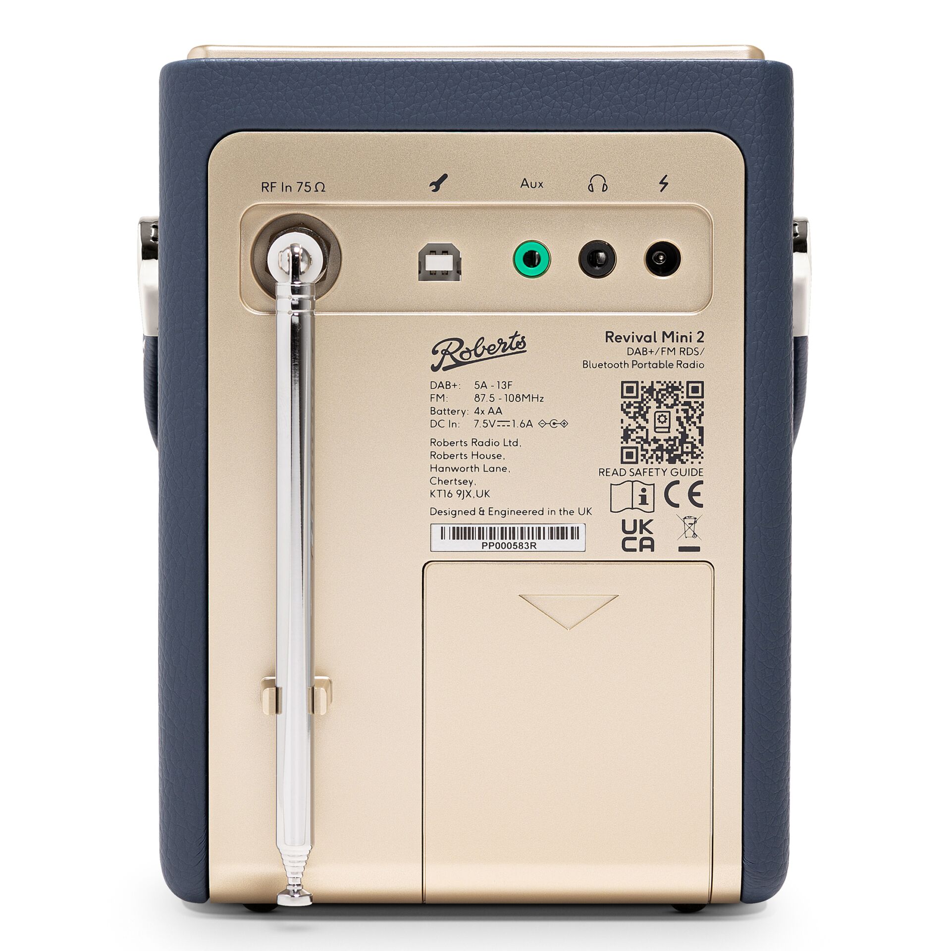 Tragbares Radio, DAB+ Radio, Bluetooth, Teleskopantenne, Navyblau und Gold