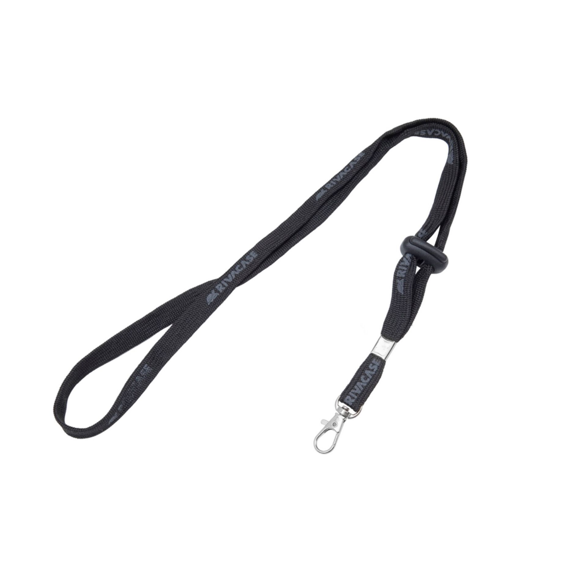 Schlüsselband, schwarzes Nylon, Karabinerhaken, verstellbare Schlaufe