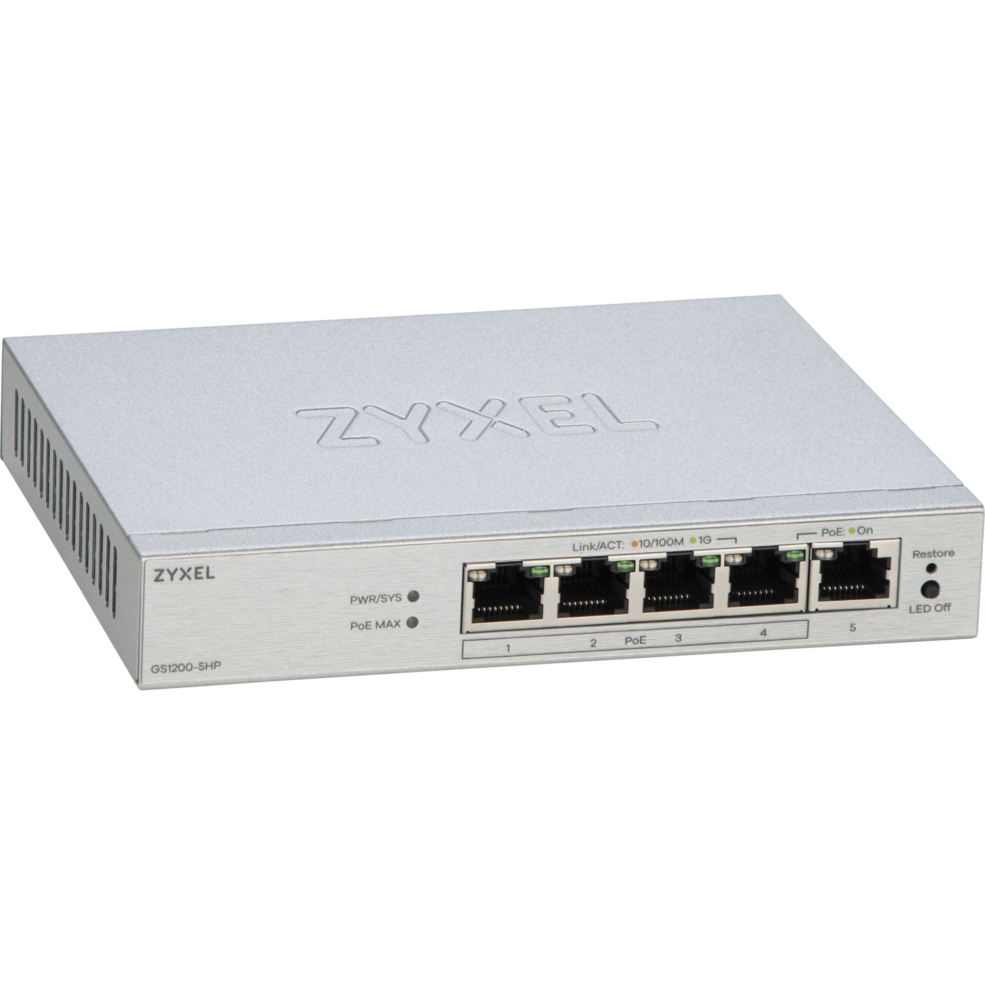 PoE-Switch, Ethernet-Switch, 5-Port, Metallgehäuse, Zyxel