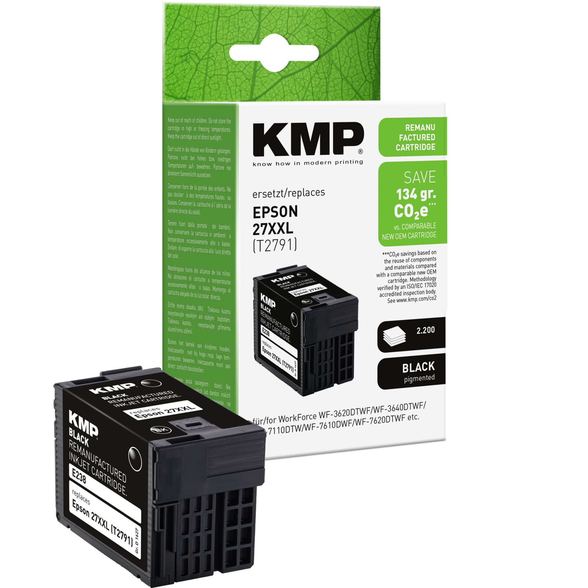 Adapter, Elektronik, Computer-Ausrüstung, Computerausrüstung, QR-Code, Tintenpatrone, KMP, Epson 27XXL, Schwarz, Nachfüllpatrone