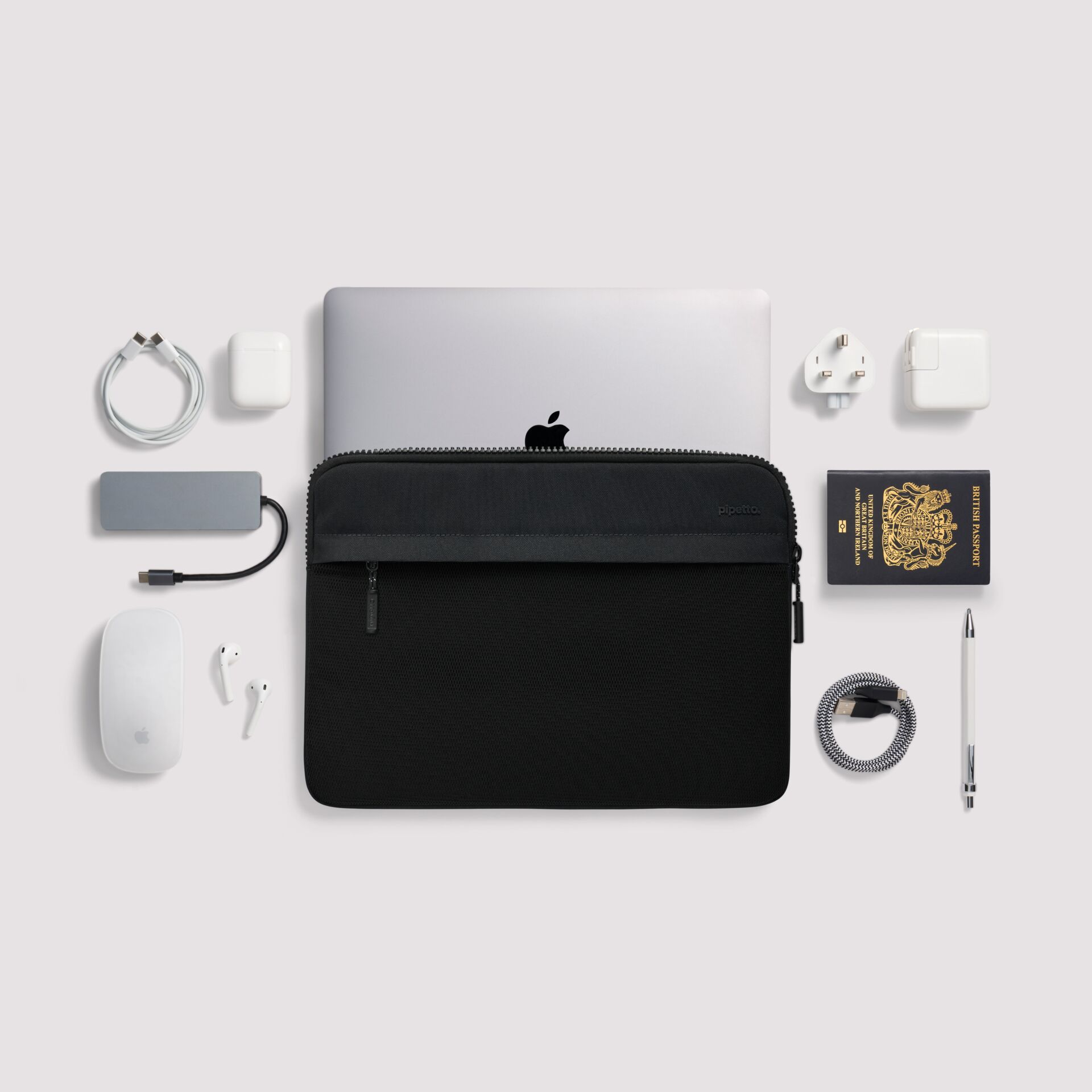 Laptop-Hülle, Tasche Hülle, Schwarze Hülle, Reißverschlussfach, Zubehör-Set