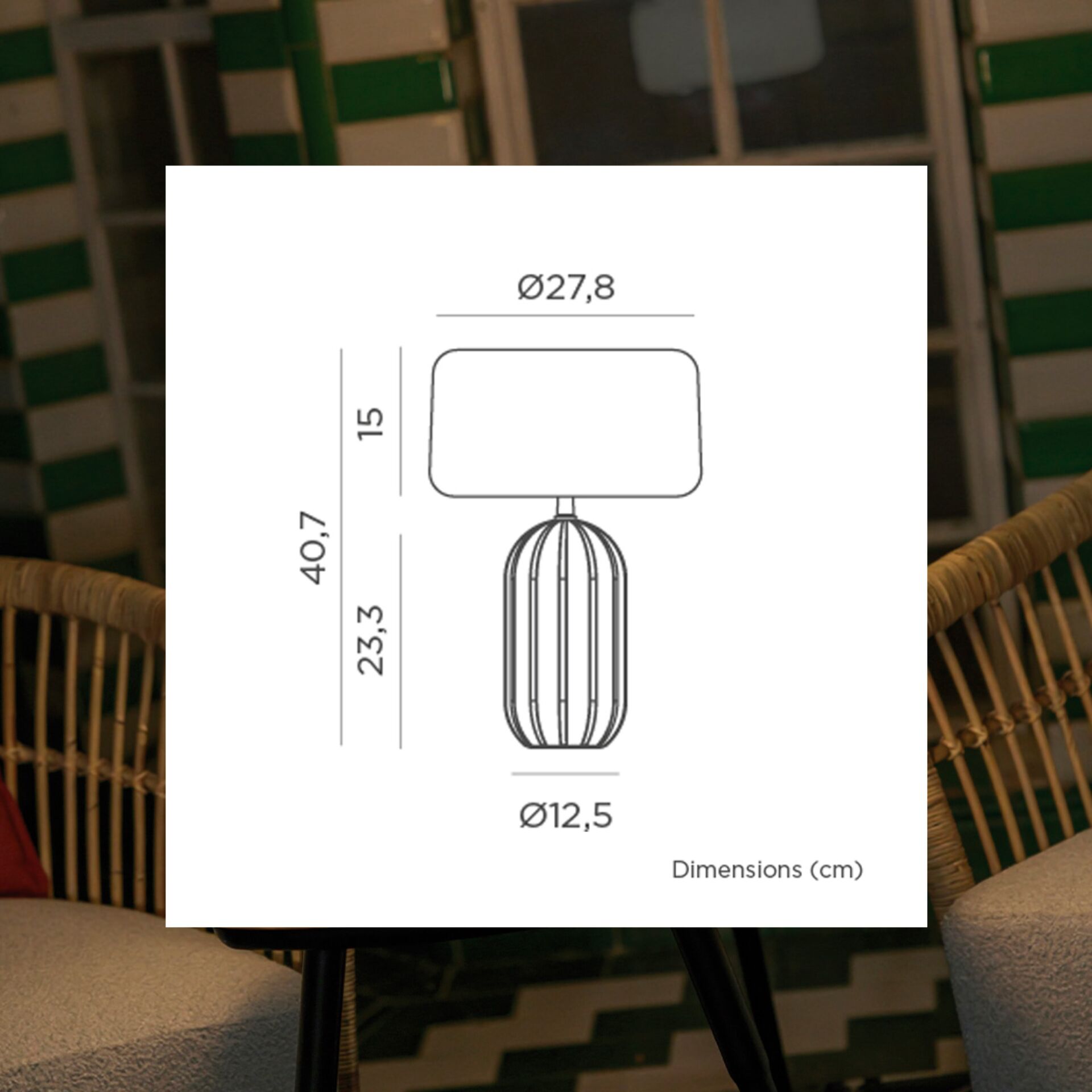 Lampen, Tischlampe, Metall, Kegelform, Durchmesser 27,8 cm