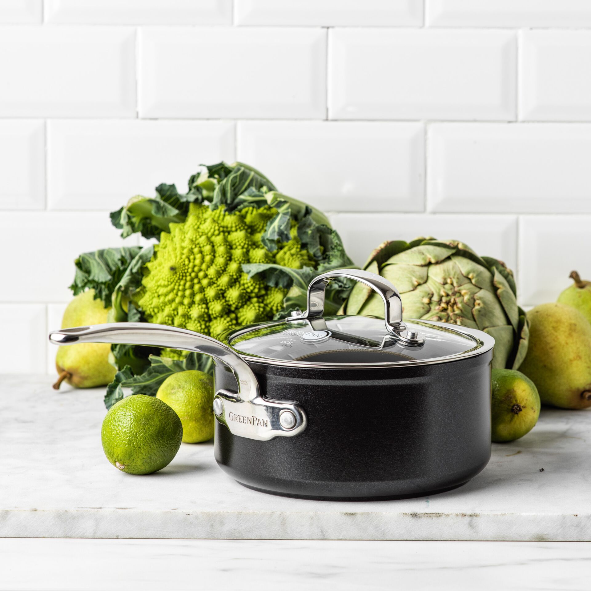 Topf, Kochtopf, Edelstahlgriff, Glänzend, Schwarz